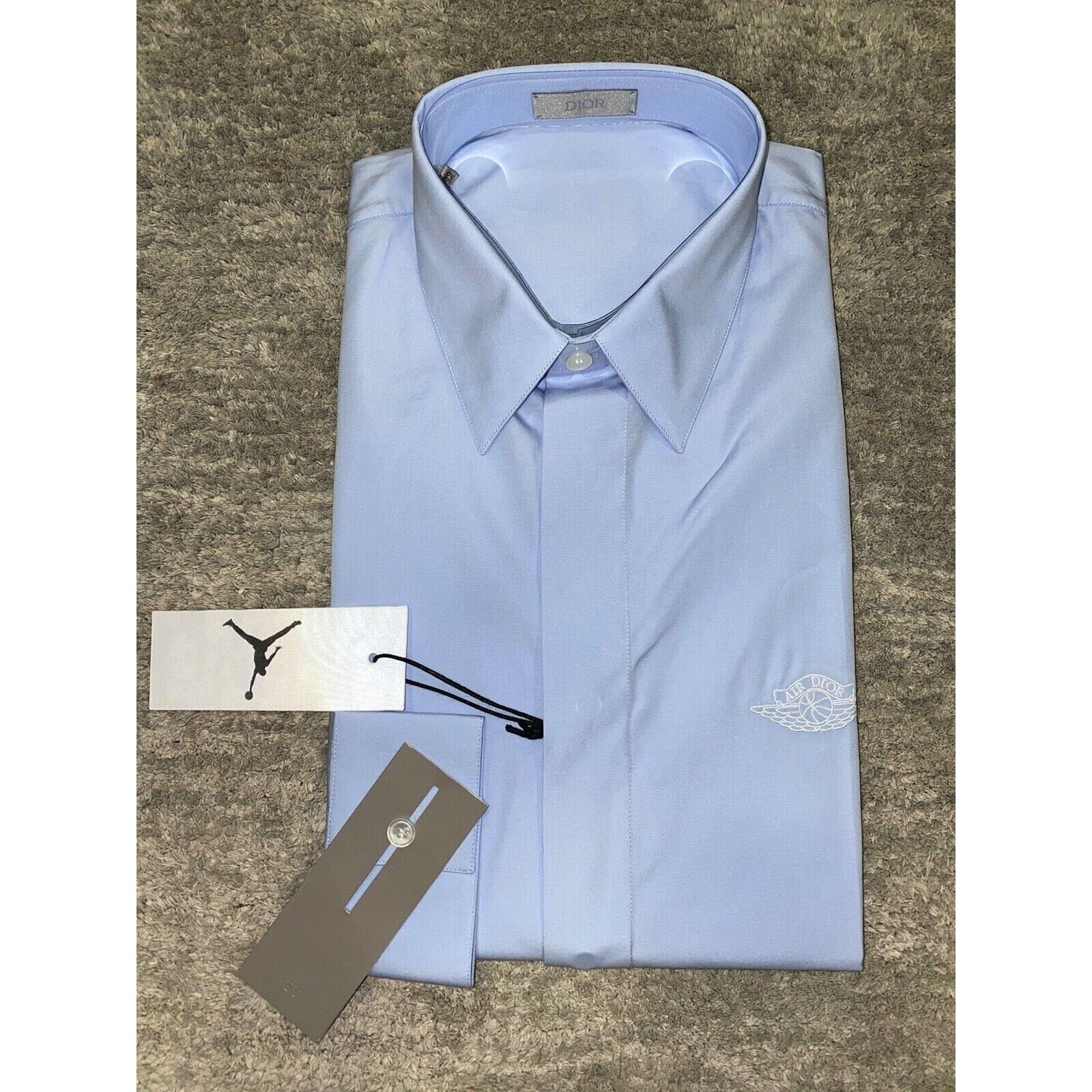 Dior Air Dior Jordan Wing Basketball Blue Long Sleeve Button Up Size US M / EU 48-50 / 2 - 2 Thumbnail