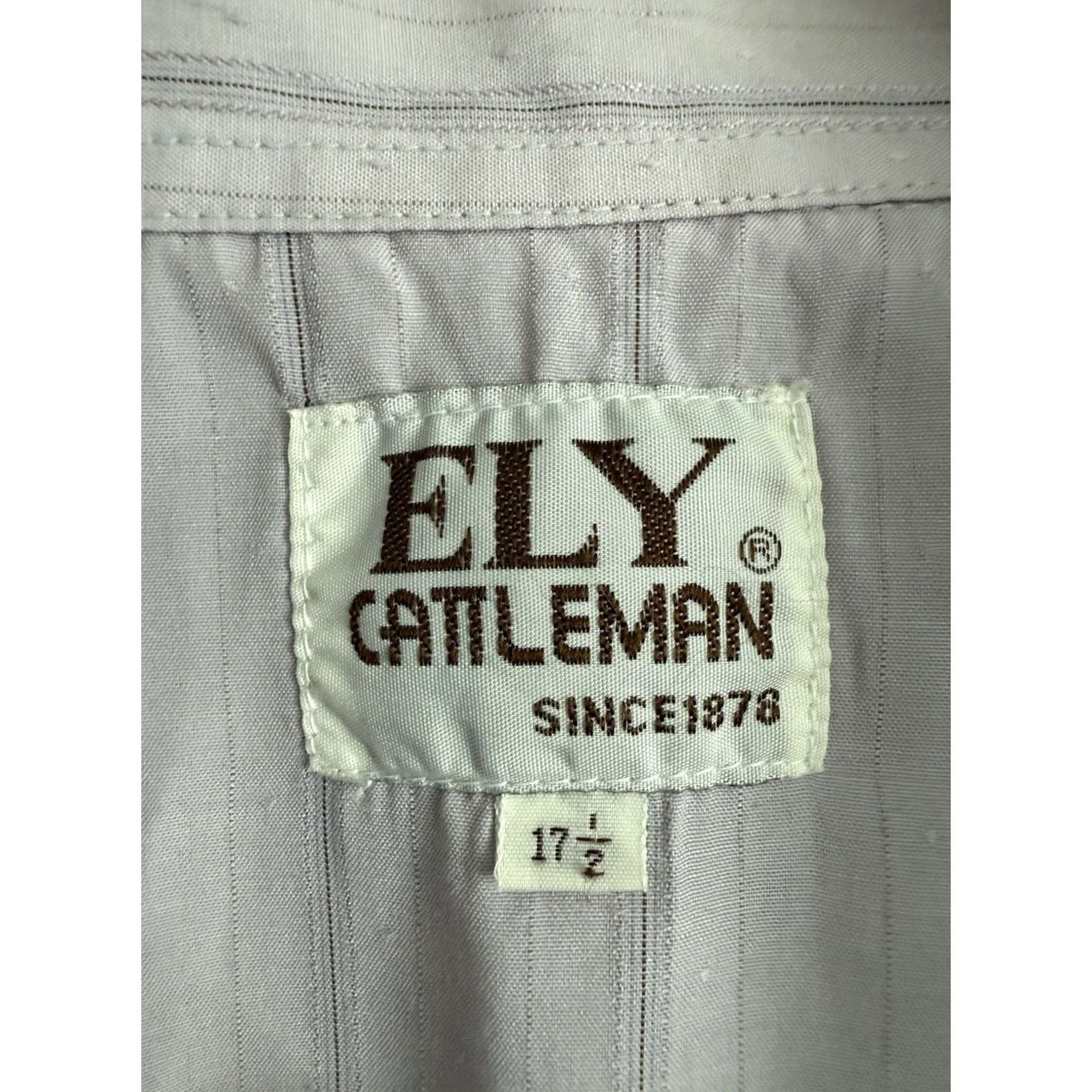 Vintage Mens XL Light Gray Western Pearl Snap Short Sleeve Cowboy Shirt Ely Cattleman Size US 36 / EU 52 - 3 Thumbnail