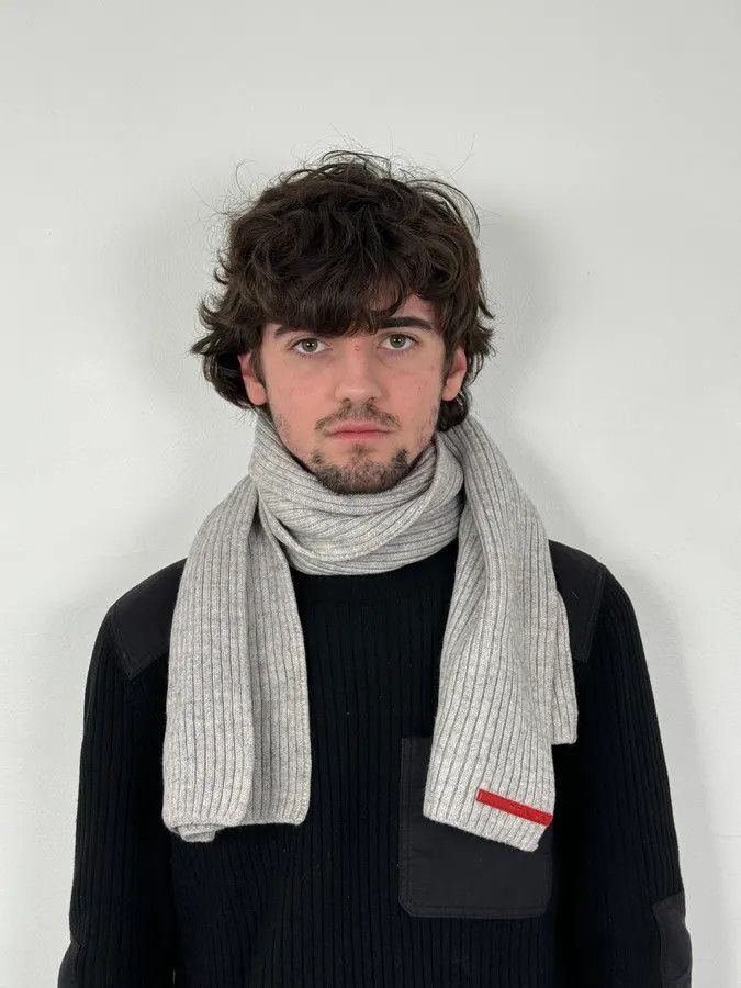 Prada 2000s Prada Linea Rossa Grey Wool Minimalist Scarf Size ONE SIZE - 1 Thumbnail