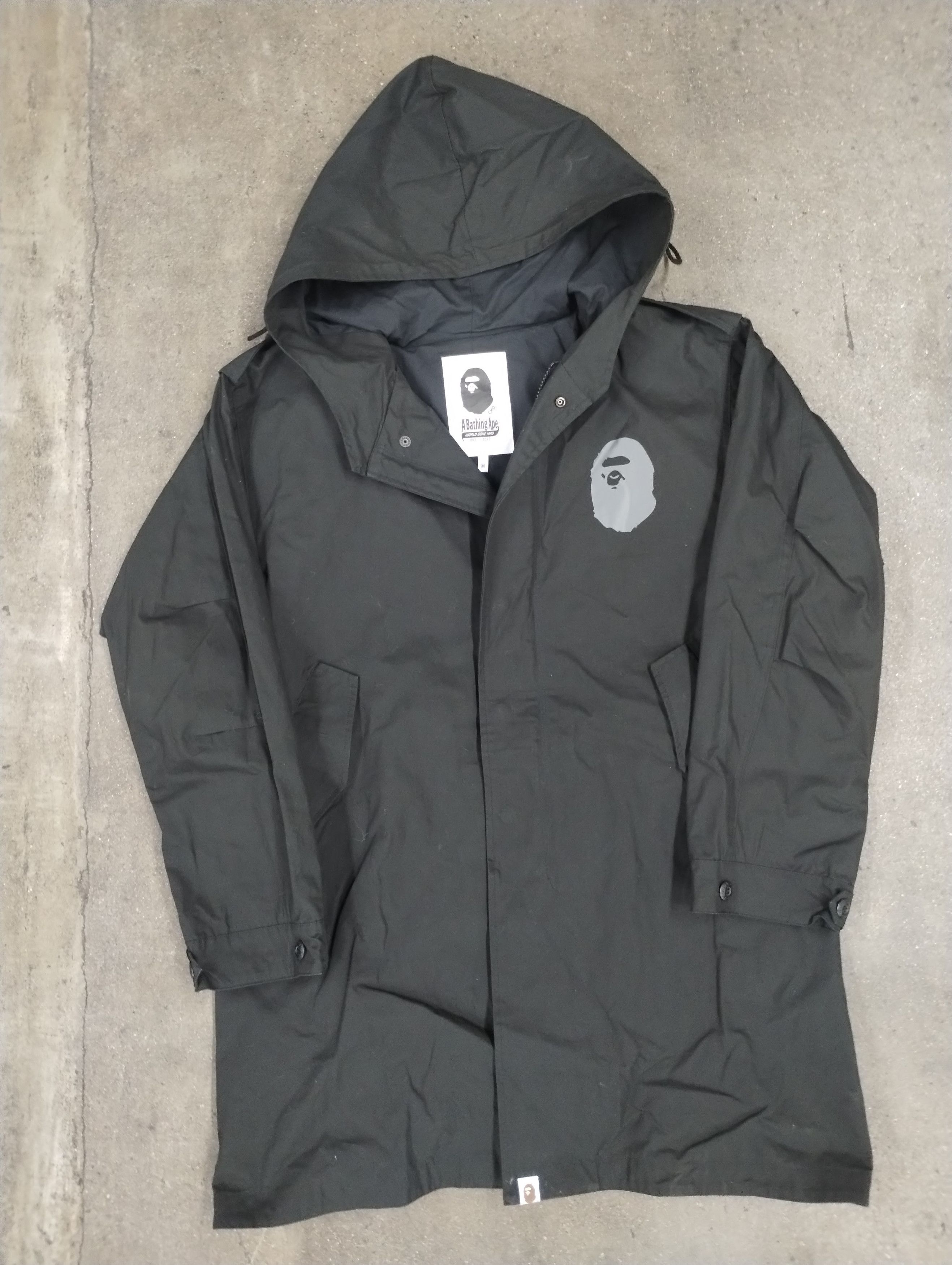 image of Bape Zip Up Fishtail Parka in Black, Men's (Size Medium)