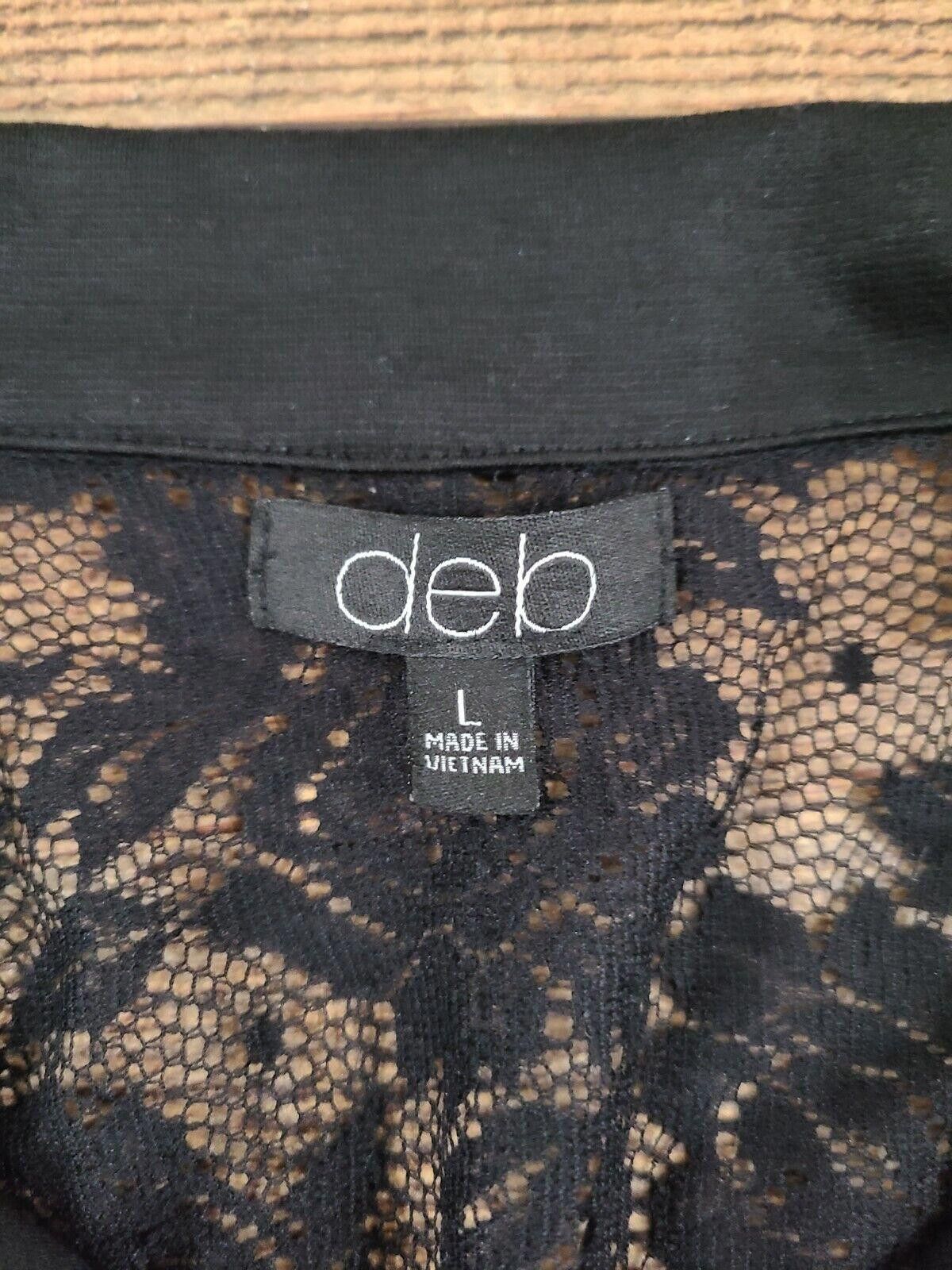 Debut Deb Blazer Black Large long Sleeve Lace Back Career Size L / US 10 / IT 46 - 3 Thumbnail