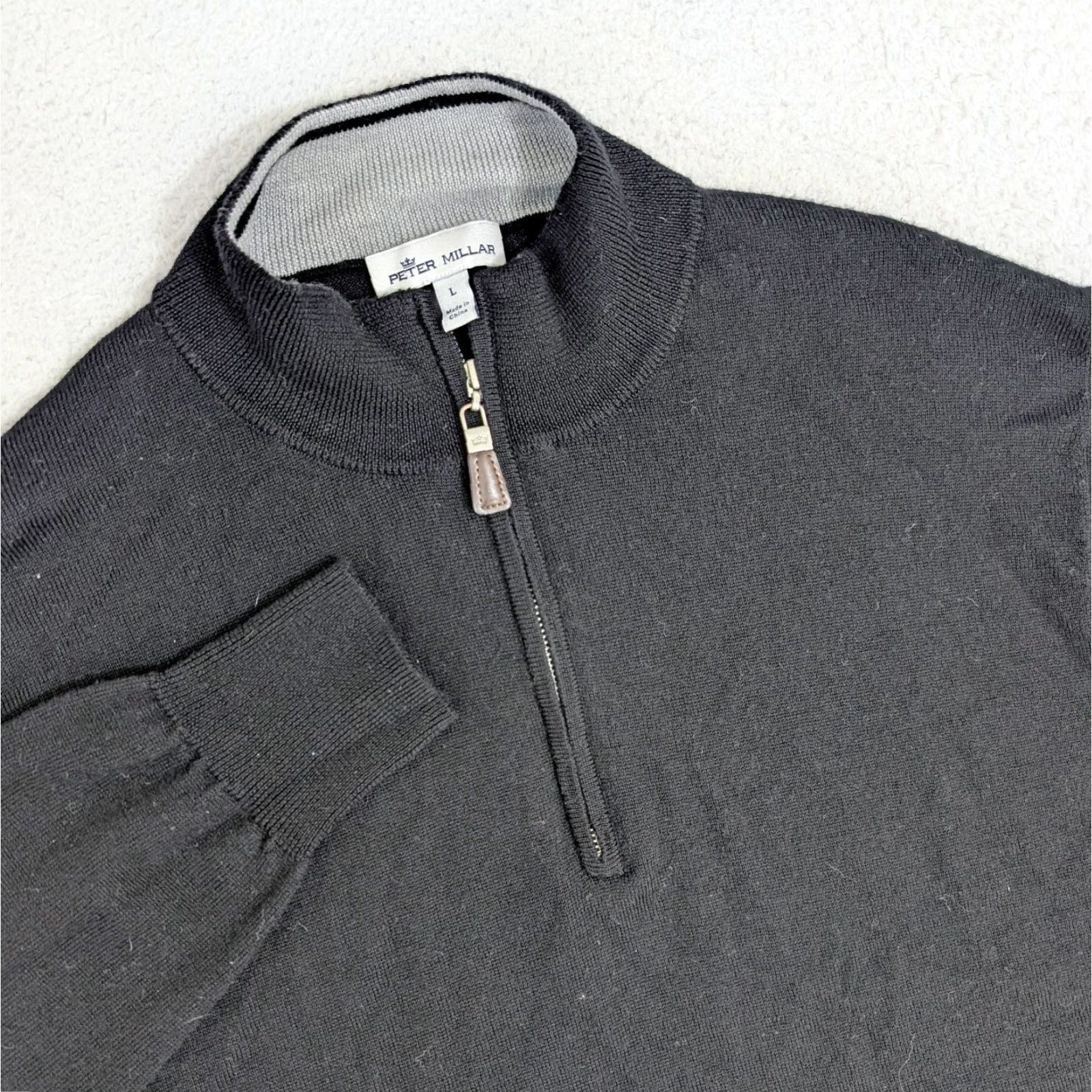 Peter Millar Peter Millar Sweater Black Crown Soft Merino-Silk Quarter Zip Mock Neck Long Sleeve 1/4 Zip Men L Reg Womens? Size US L / EU 52-54 / 3 - 2 Thumbnail