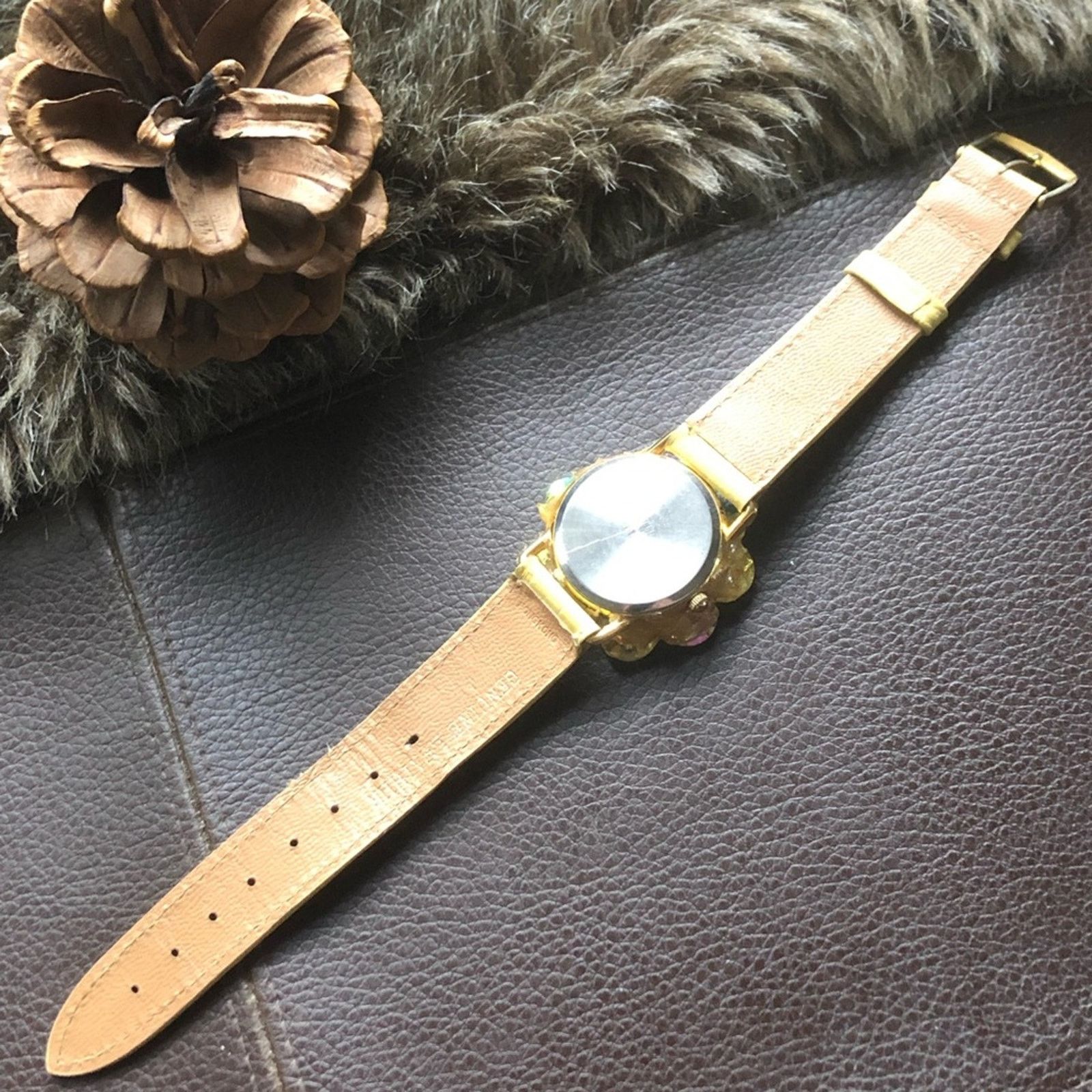 Vintage Vintage 80s ladies Cheval lemon rivoli leather band wat Size ONE SIZE - 4 Thumbnail
