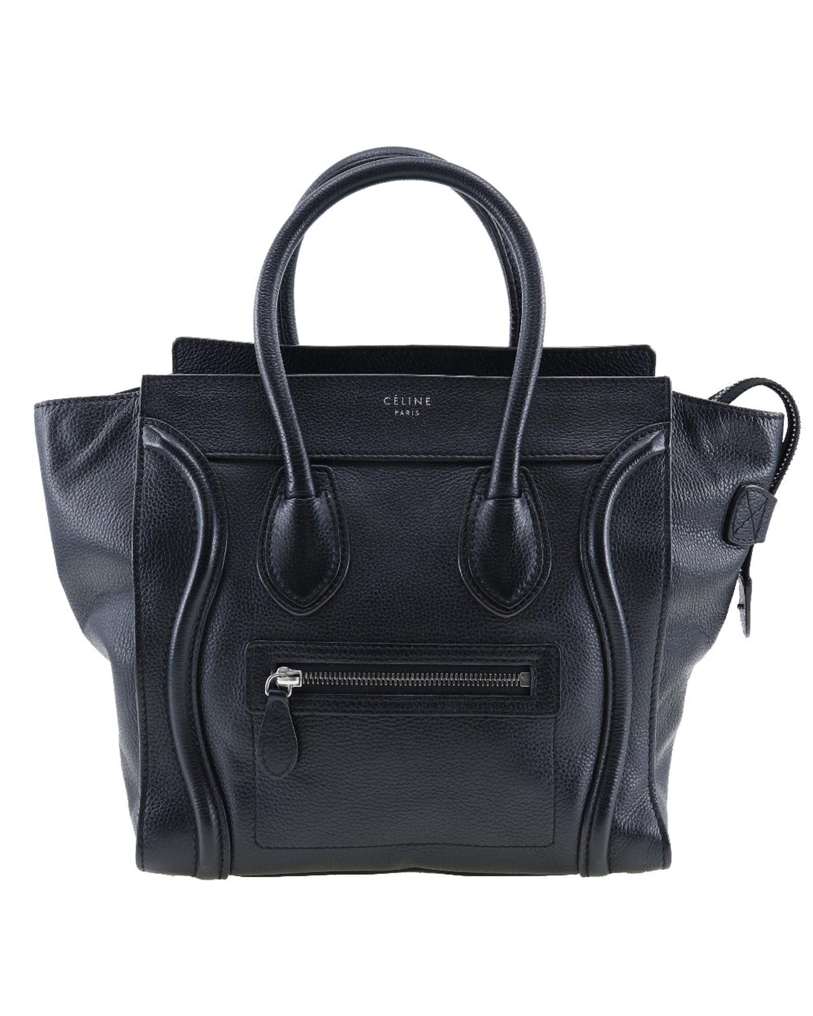 image of Celine Elegant Black Leather Handbag, Women's