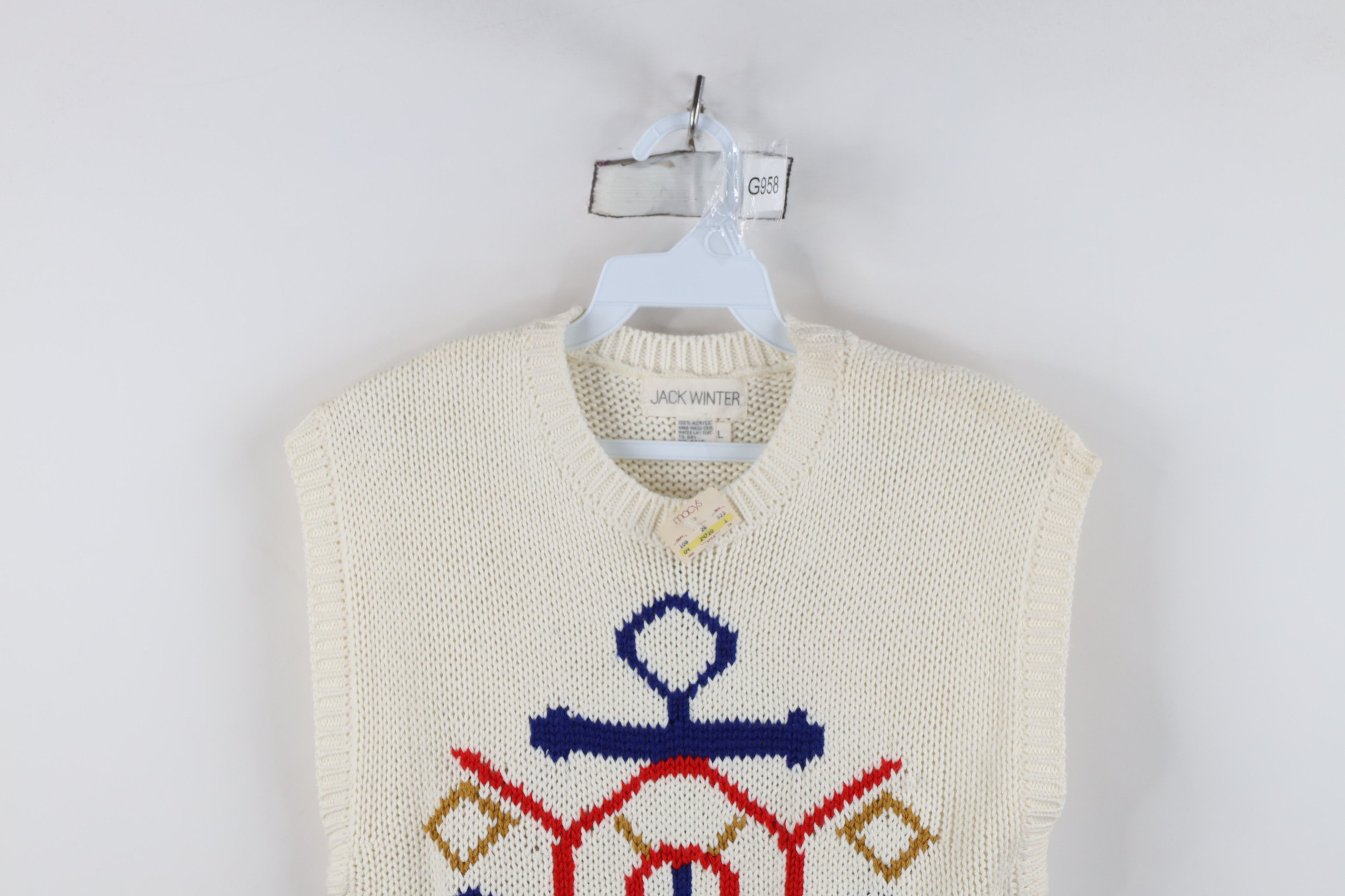 Vintage Deadstock Vintage 80s 90s Streetwear Anchor Sweater Vest Size L / US 10 / IT 46 - 2 Thumbnail