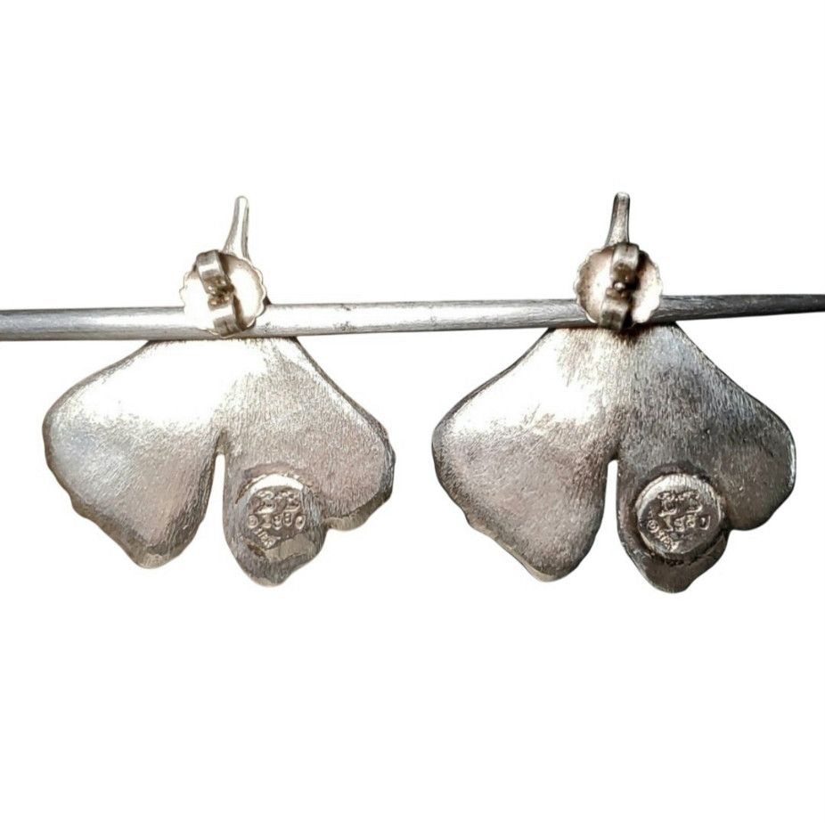 Other Ginko Biloba 2" Leaves Earrings B+B Sterling Silver 925 Vint Size ONE SIZE - 2 Thumbnail