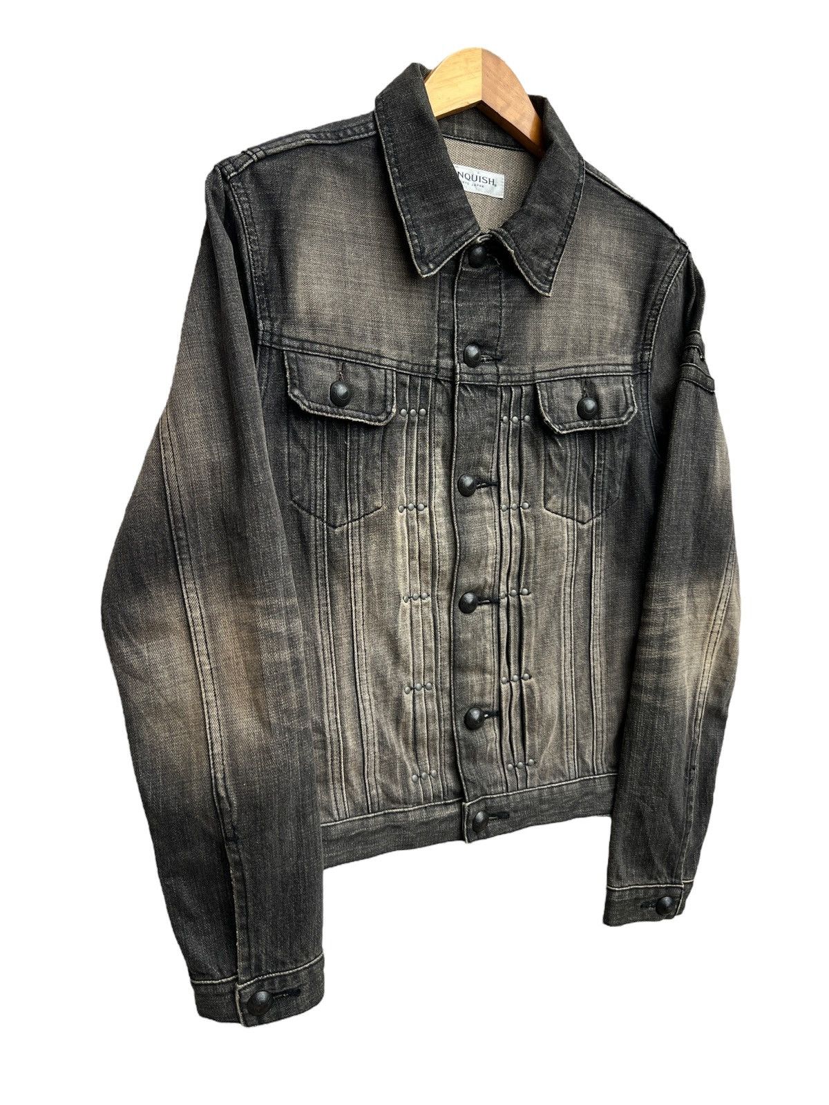 Vanquish Vanquish Japan Distressed Sunfaded Gothic Black Denim Jacket Size US S / EU 44-46 / 1 - 2 Thumbnail