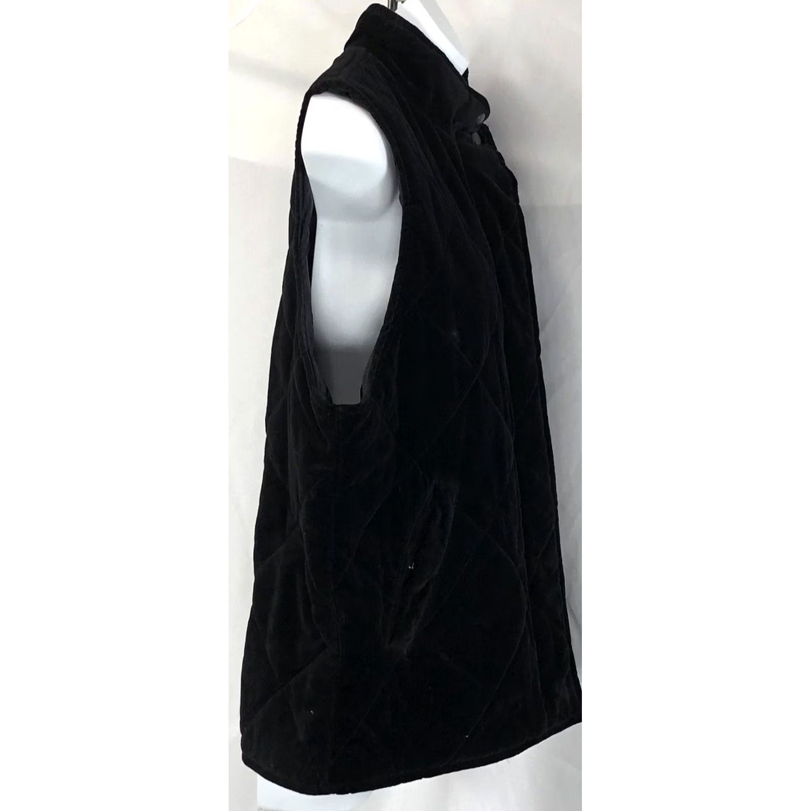 Velvet VINTAGE comfort zone Vest Womens M Black Velvet BIK Zip Snap Pockets Mock Collar 90s Y2K Size M / US 6-8 / IT 42-44 - 2 Thumbnail