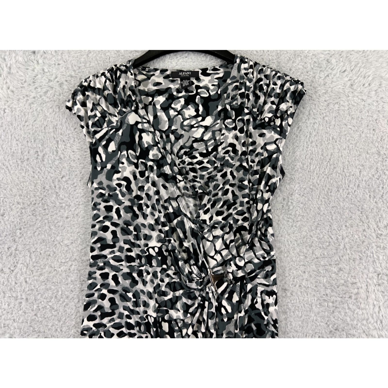Alfani Alfani Dress Womens PS Black Gray White Cheetah Print Sleeveless Petite Ladies Size S / US 4 / IT 40 - 4 Thumbnail