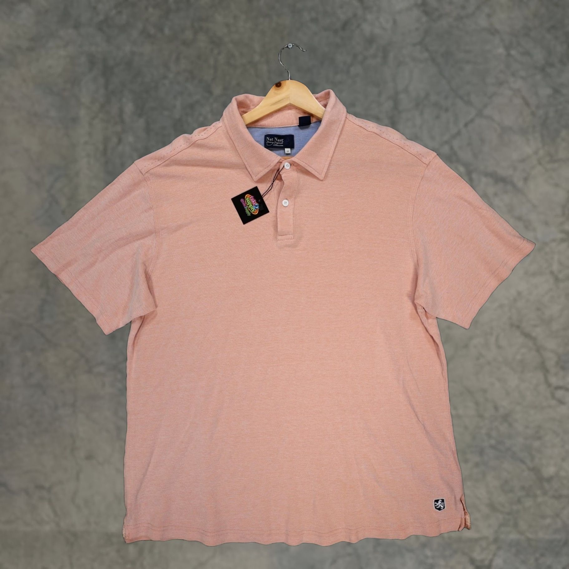 Nat Nast Nat Nast Polo Shirt Mens 2XL Peach Excellent Silk Cotton Blend Short Sleeve Size US XXL / EU 58 / 5 - 1 Thumbnail