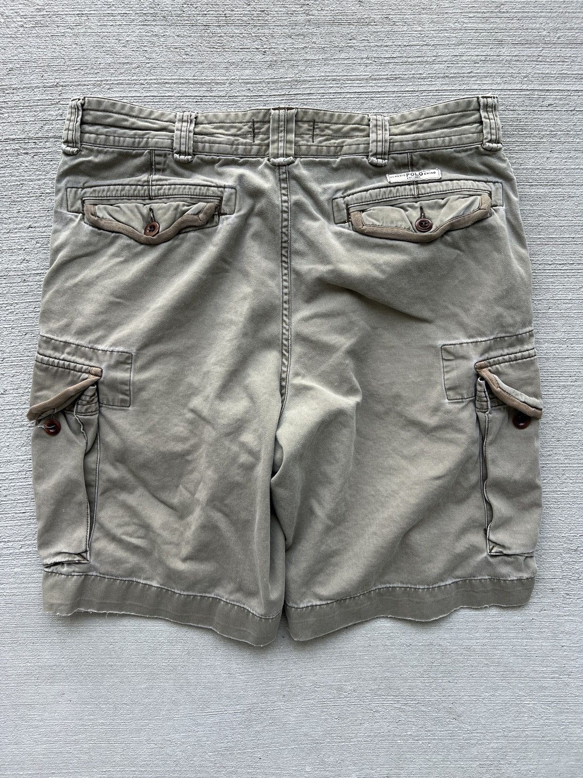 Polo Ralph Lauren × Vintage Y2K Polo Ralph Lauren Baggy Cargo Shorts Olive Green Size US 35 - 1 Thumbnail