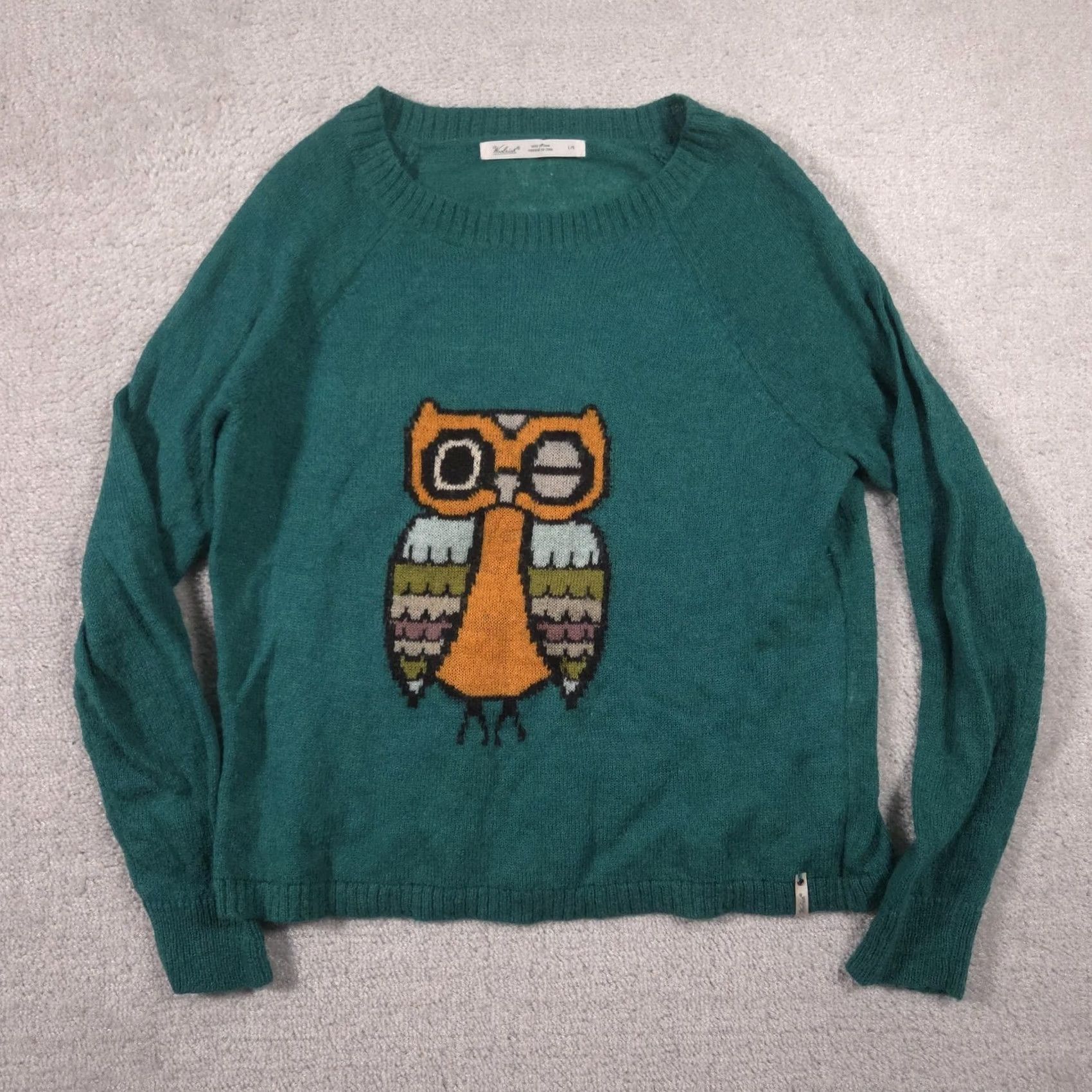 Vintage Woolrich Sweater Womens L Green Owl Graphic Crew Neck Mohair Blend Knit Size L / US 10 / IT 46 - 2 Thumbnail