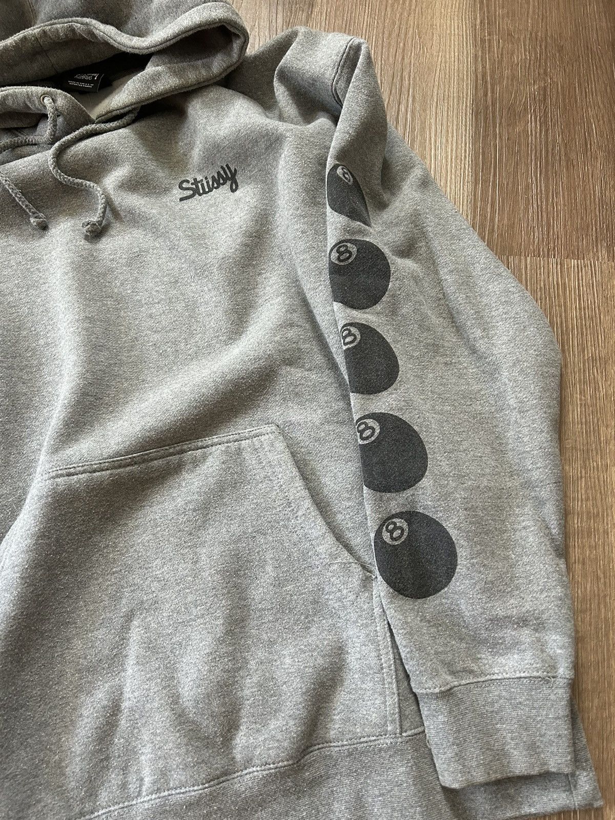 Stussy Stussy 8 Ball Script Hoodie Heather Grey XL 2013 Size US XL / EU 56 / 4 - 4 Thumbnail