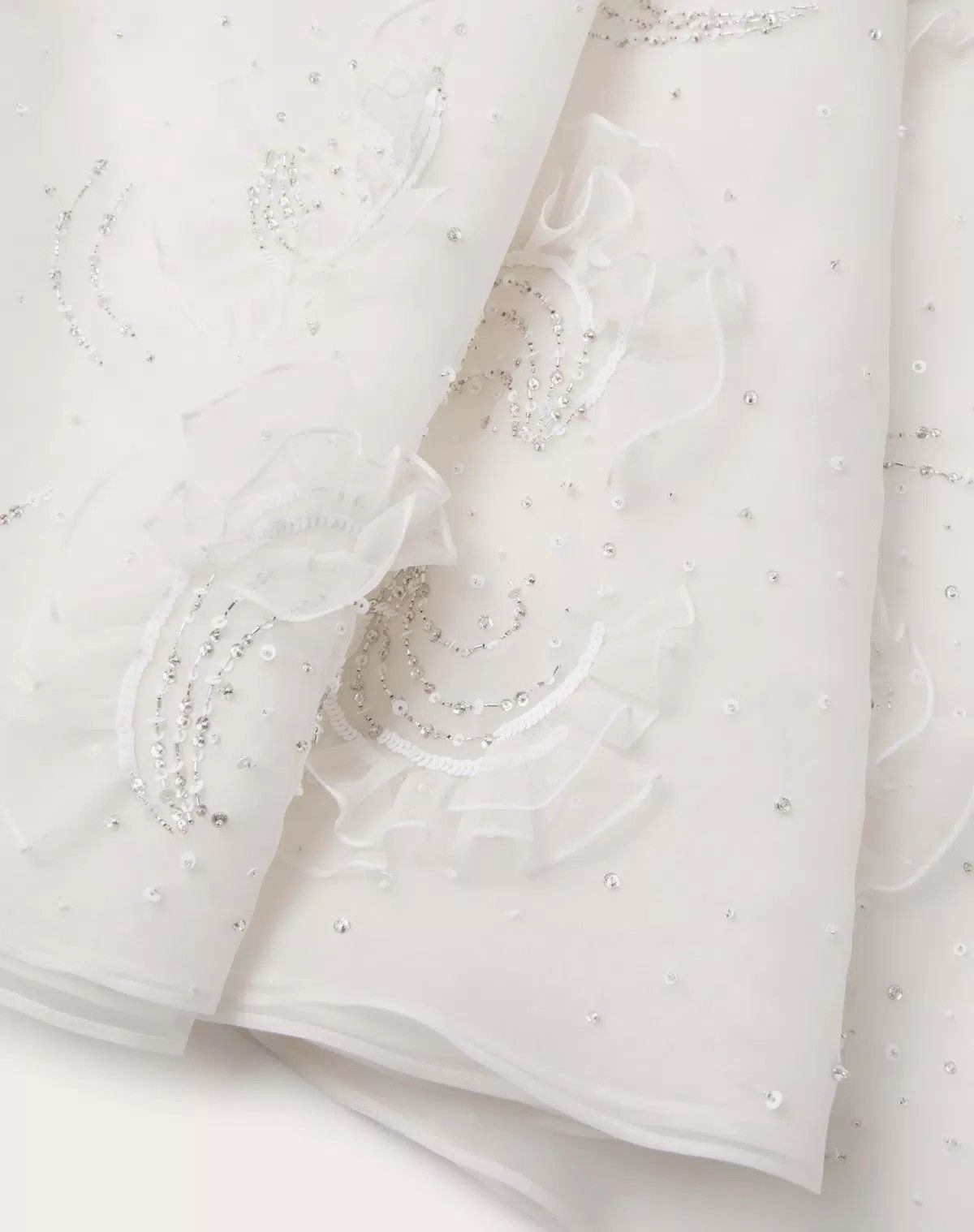 Valentino o1s1wg110426 Midi Skirt in Embroidered Organza in White Size 26" / US 2 / IT 38 - 4 Thumbnail