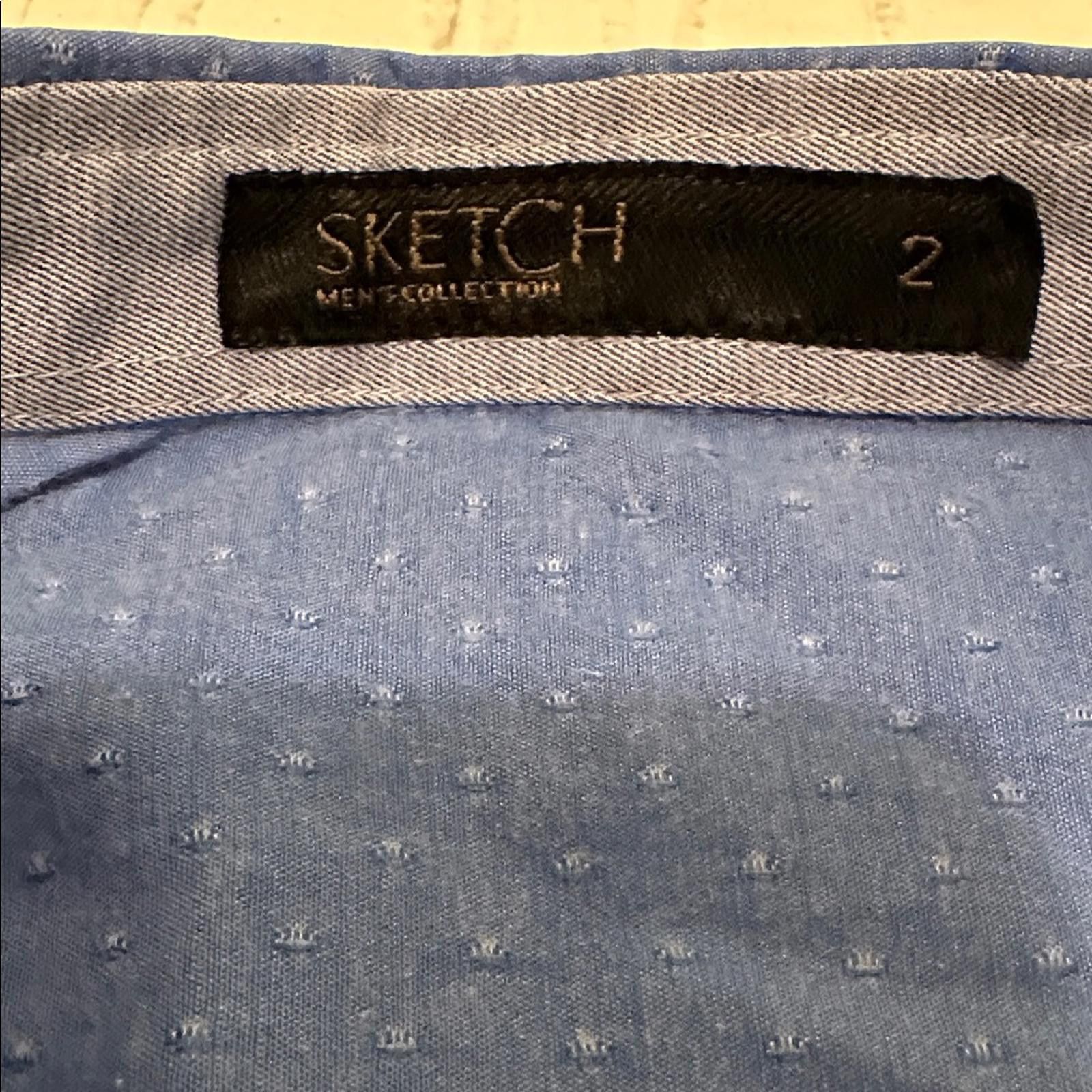 SKECHERS Sketch Small Men's Short Sleeve Swiss Dot Silk Shirt $175 Size US S / EU 44-46 / 1 - 3 Thumbnail
