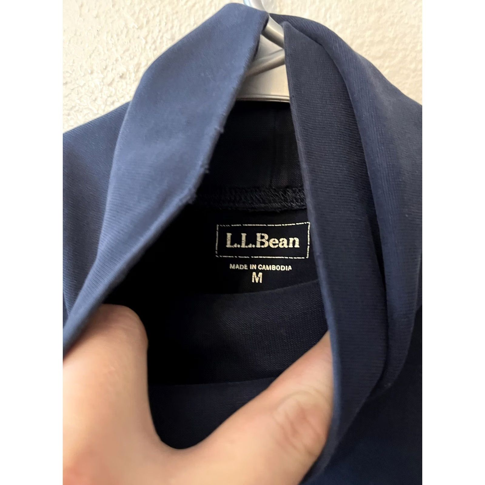 Vintage L.L. Bean Blouse Shirt Women M Navy Blue Interlock Turtleneck Long Sleeve Pullover 100% Cotton - Solid 188450 Size M / US 6-8 / IT 42-44 - 2 Thumbnail