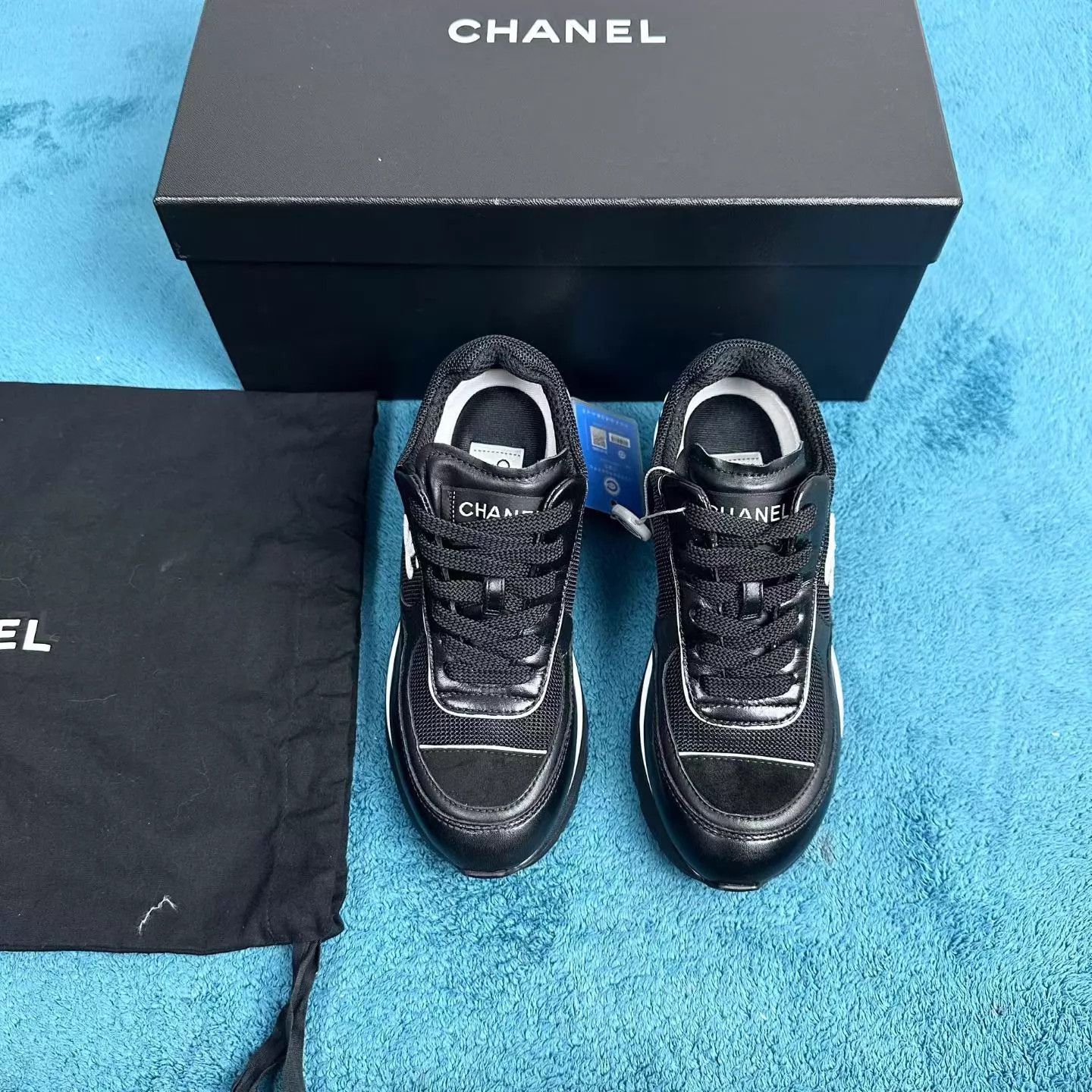 Chanel Chanel 25K Suede Calf Low-Top Heel Sneaker Black 35 Size US 4.5 / IT 34.5 - 1 Thumbnail