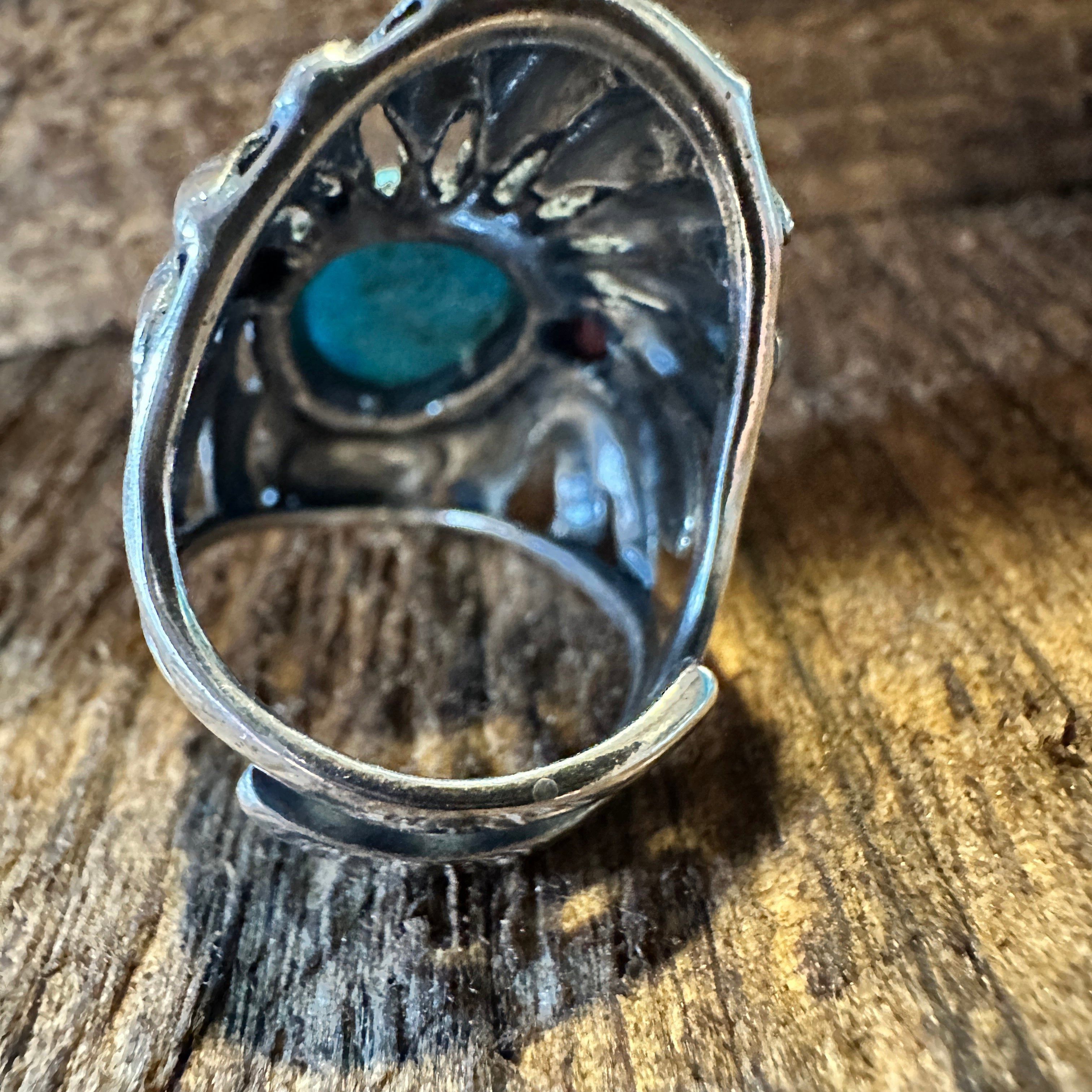 Other Turquoise Cuff Ring Inspired by Native American Headdress, G Size ONE SIZE - 8 Thumbnail