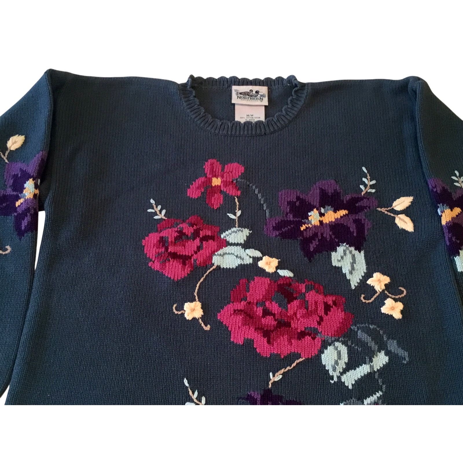 Northern Reflections Northern Reflections Sweater Forest Green Violets Medium Size M / US 6-8 / IT 42-44 - 6 Thumbnail