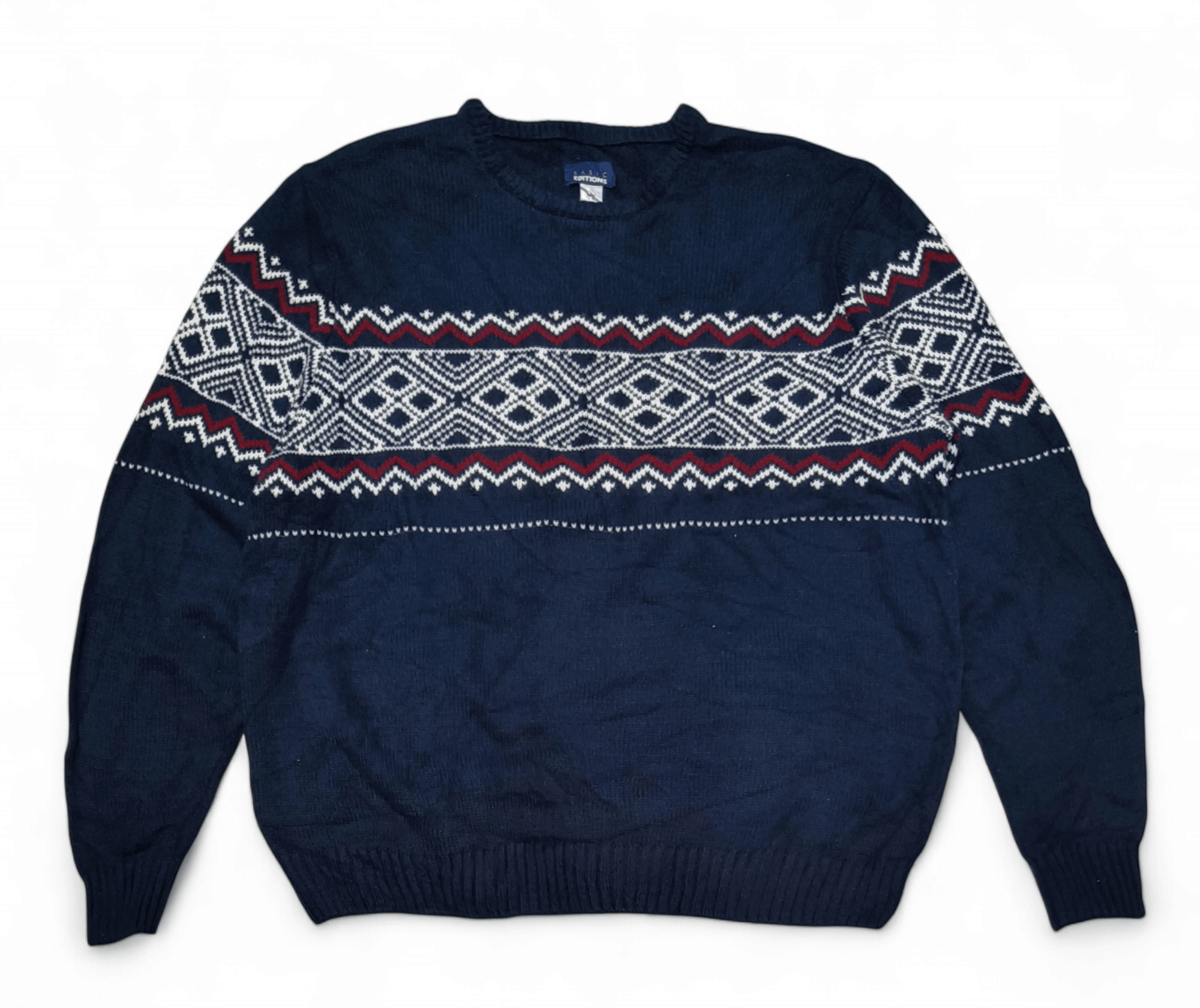 Basic Editions BASIC EDITIONS Ethnic Striped Motifs Knit Cotton Sweater Size US XL / EU 56 / 4 - 3 Thumbnail