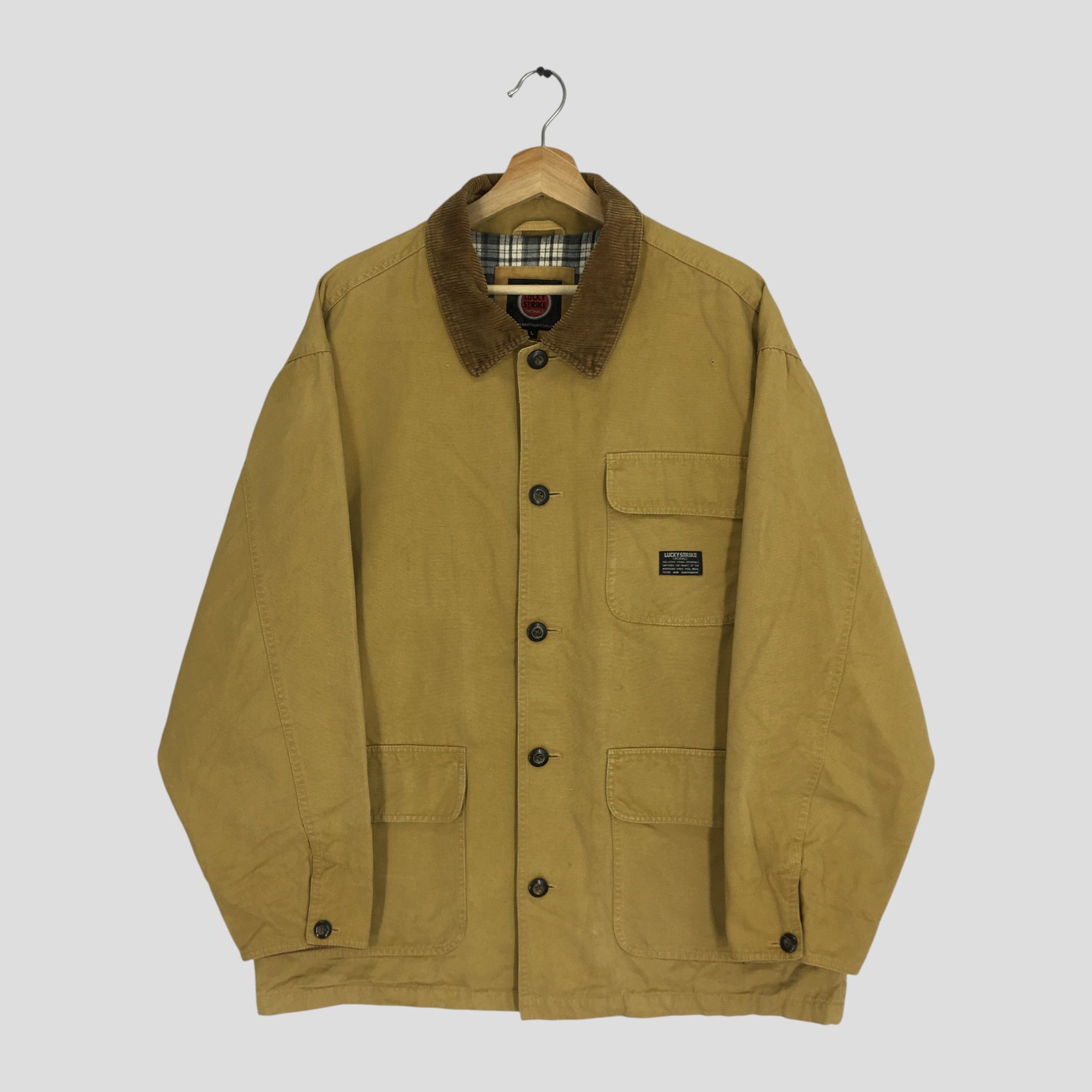 Vintage Vintage 90s Lucky Strike Hunting Brown Duck Chore Jacket Size US L / EU 52-54 / 3 - 1 Thumbnail