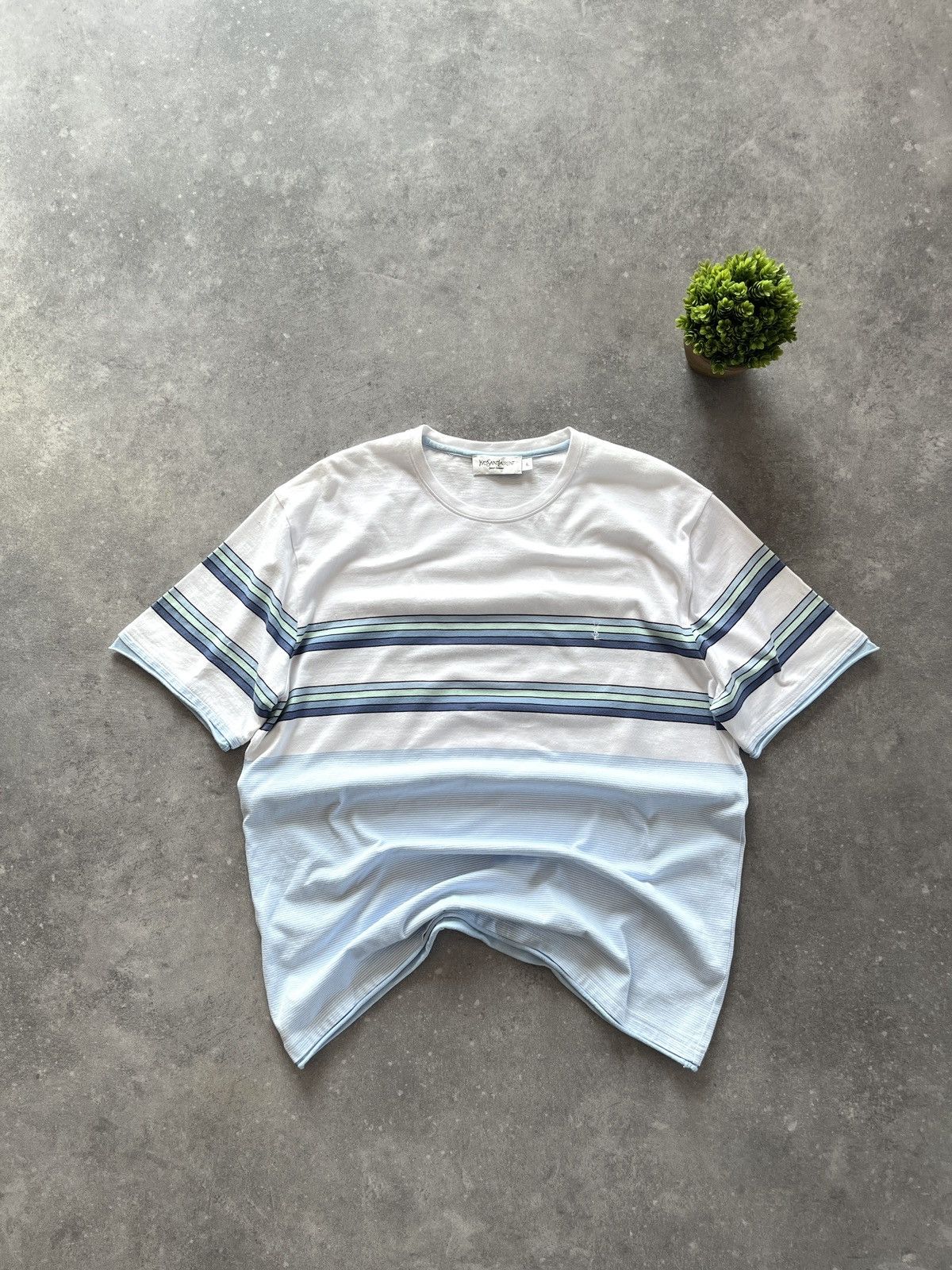 Yves Saint Laurent Vintage Yves Saint LAURENR Striped T-Shirt Archive 90s Size US L / EU 52-54 / 3 - 1 Thumbnail