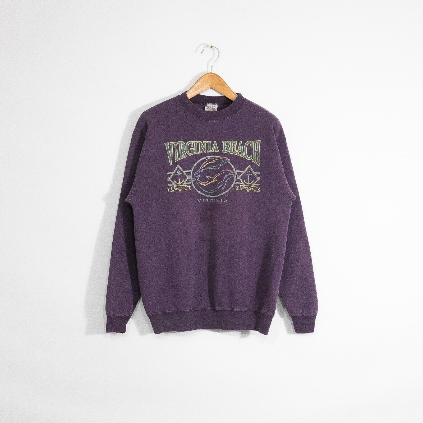 Vintage Vintage 90s Virginia Beach Sweatshirt L - Faded Distressed Size US L / EU 52-54 / 3 - 1 Thumbnail