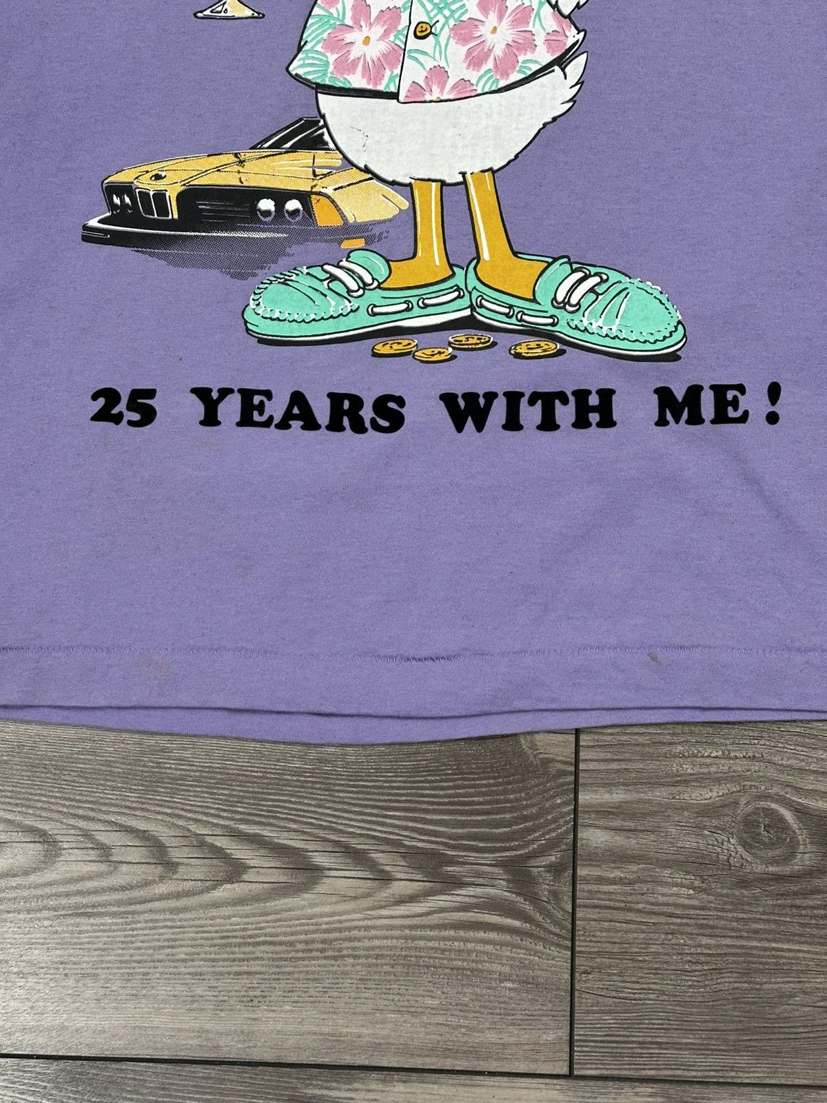 Vintage Vintage 80’s “Lucky Fran! 25 Years With Me! Duck T Shirt Size US XL / EU 56 / 4 - 4 Thumbnail