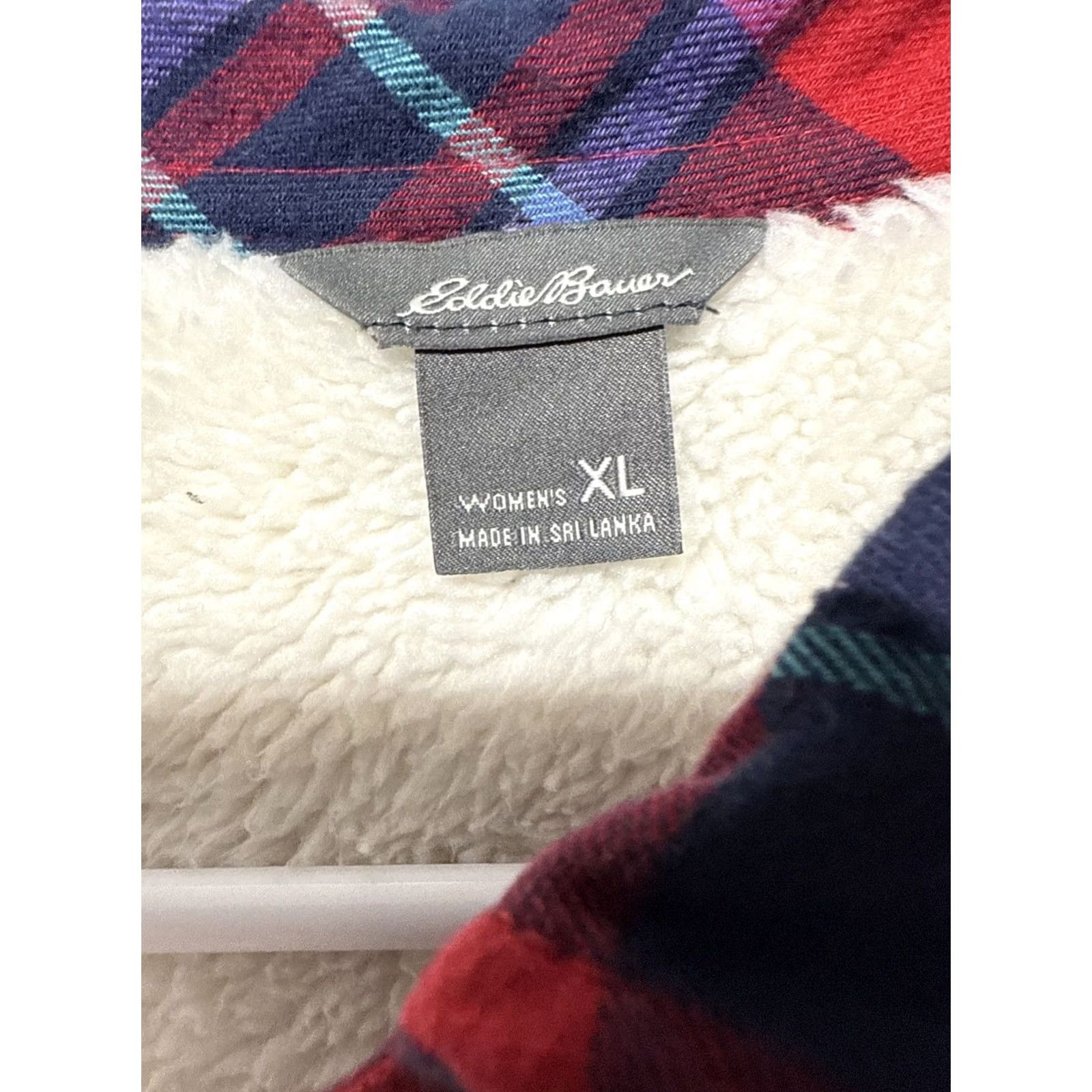Eddie Bauer Eddie Bauer Shacket XL Classic Buffalo Plaid Flannel Sherpa Lined Women Button-Up Shirt Jacket Multicolor Plaid Casual Fall Winter Spring Size XL / US 12-14 / IT 48-50 - 3 Thumbnail
