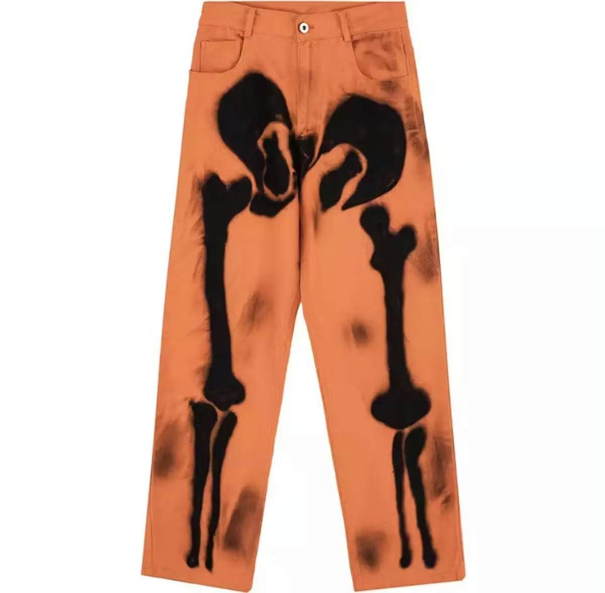 image of Vintage Skeleton Denim Jeans in Orange, Men's (Size 32)