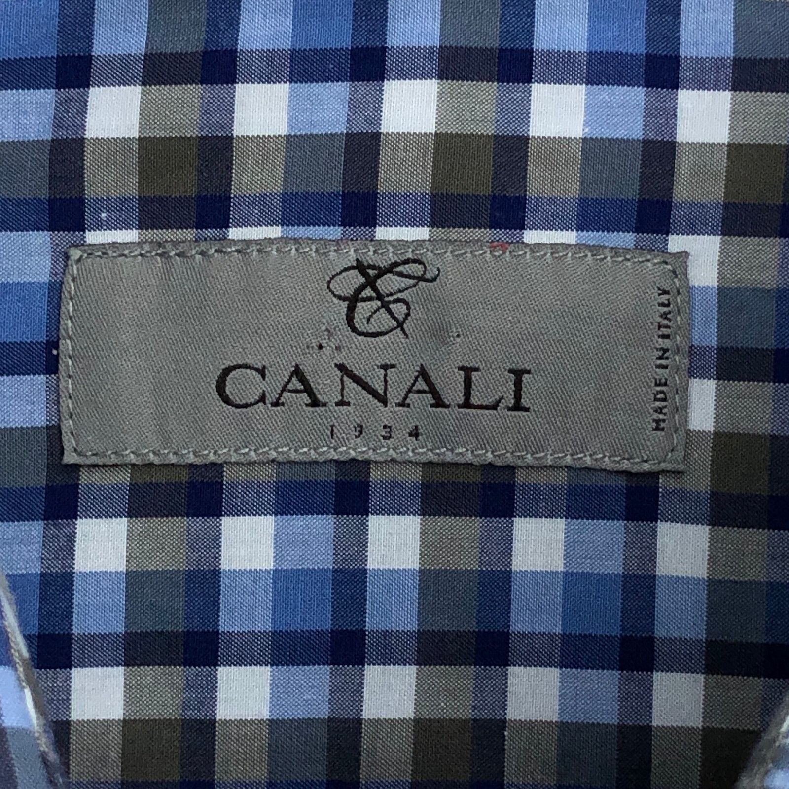 Canali Canali Size L Shirt Casual Button Down Plaid Check Blue Gray Size US L / EU 52-54 / 3 - 15 Thumbnail