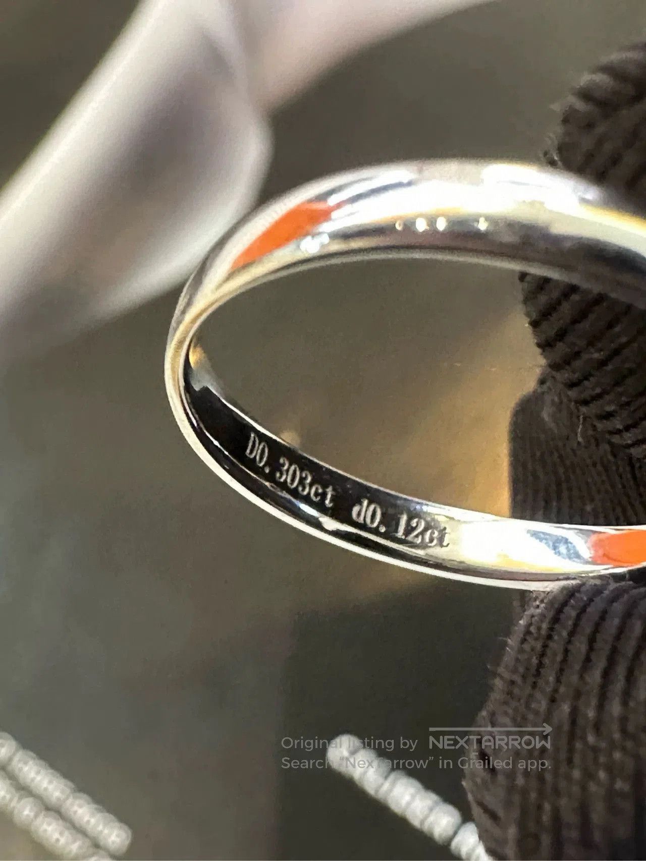 Japanese Brand Platinum Diamond Ring with Main & Side Stones. Size ONE SIZE - 6 Thumbnail
