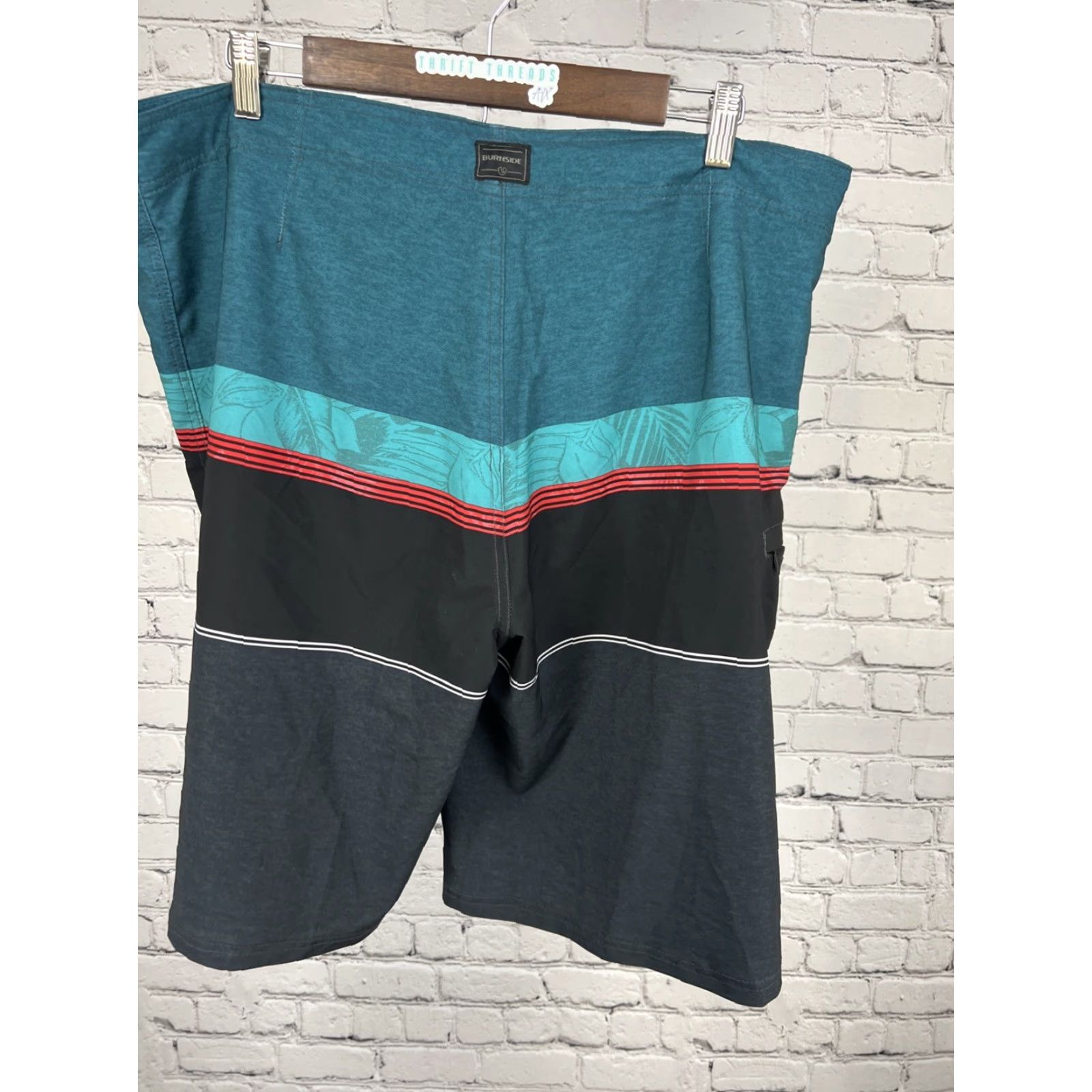 Burnside Burnside Board Shorts Bottom Men 38 Black Stripe Zip Pocket Bottle Opener Comb Quick Dry Beach Surf Summer Mens Size US 38 / EU 54 - 2 Thumbnail