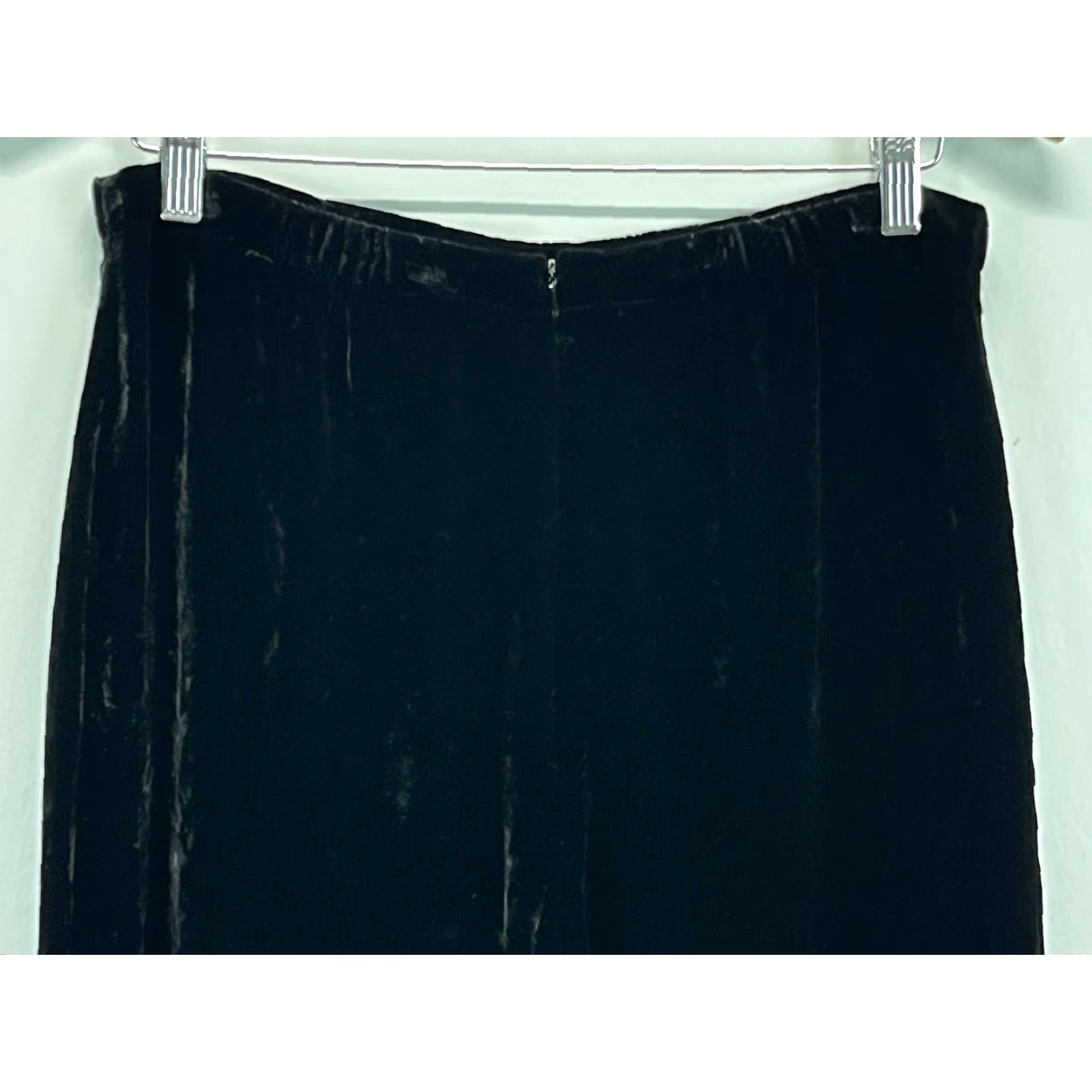 Coldwater Creek VINTAGE Coldwater Creek Velvet Pants Womens Back Zip Flat Front Taper Leg 14 Black GUC Dress Pants Womens Size 36" / US 14 / IT 50 - 4 Thumbnail