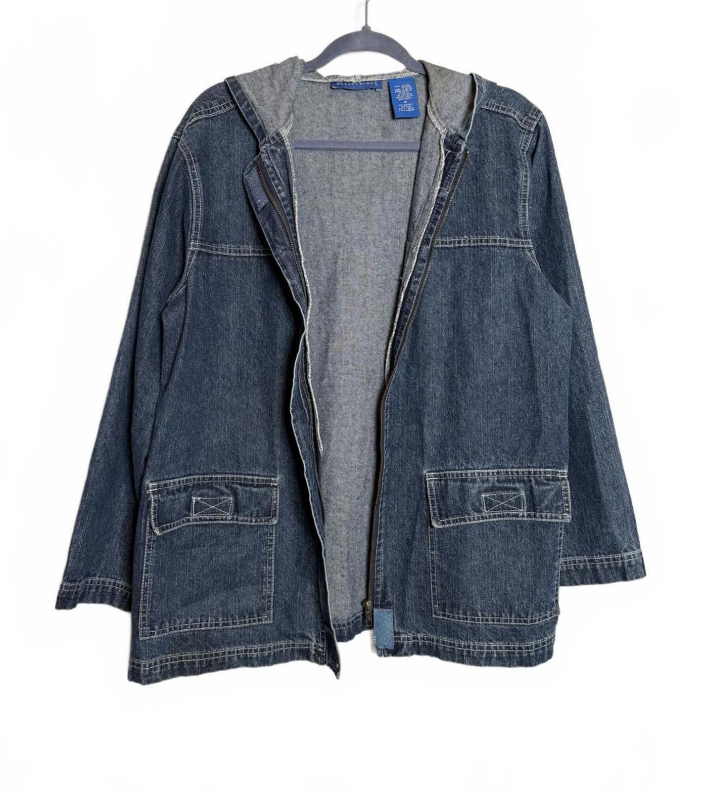 Other Womens 90s Vintage Denim Hoodie Jacket Size M / US 6-8 / IT 42-44 - 2 Thumbnail