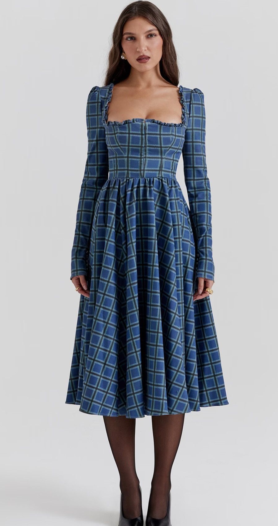 House of CB House of CB DELIA Blue TARTAN Midi Dress size M Size M / US 6-8 / IT 42-44 - 3 Thumbnail