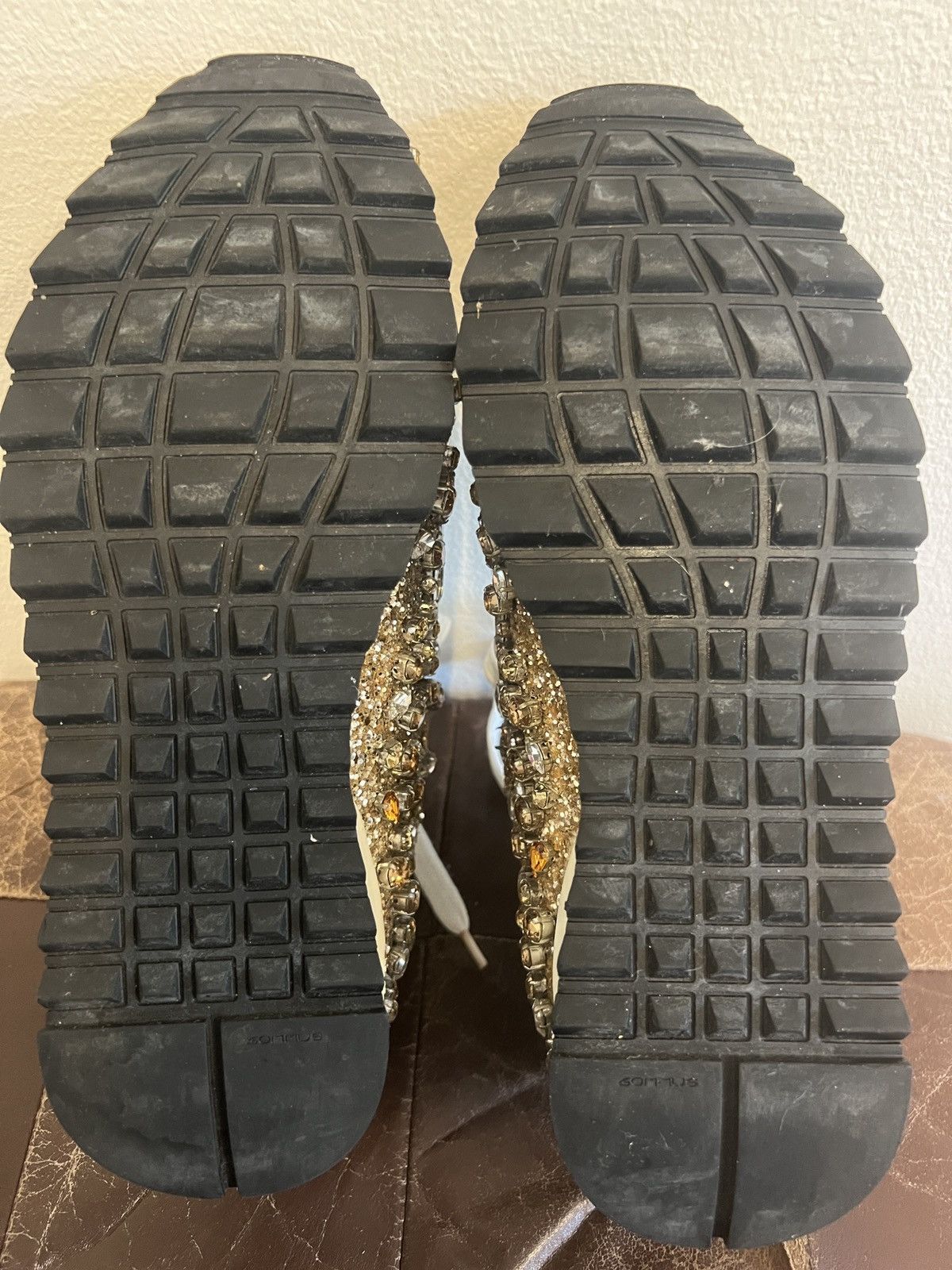 Casadei Casadei Gold Glitter Leather Trainers Low Top Sneakers, s 37 Size US 7 / IT 37 - 8 Thumbnail