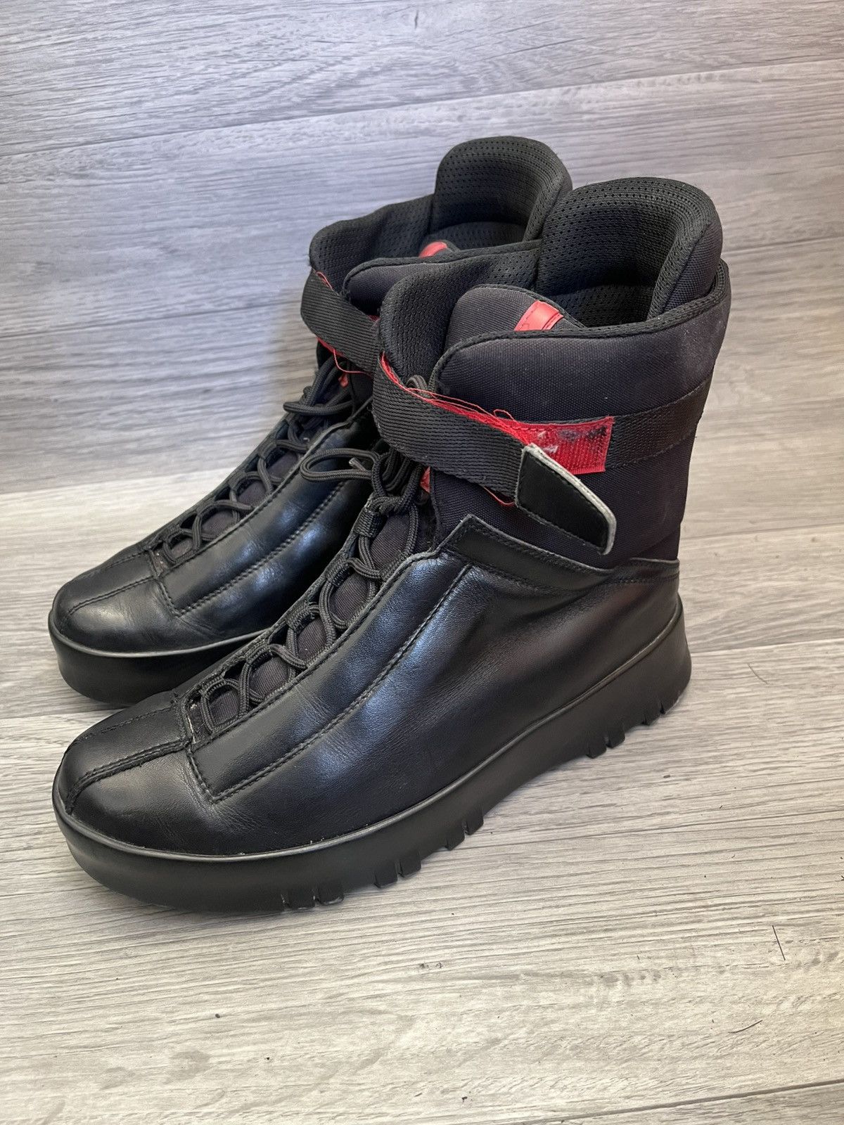 Prada Vintage 00's Prada linea rossa platform rubber sole sz 38.5 Size US 8.5 / IT 38.5 - 1 Thumbnail