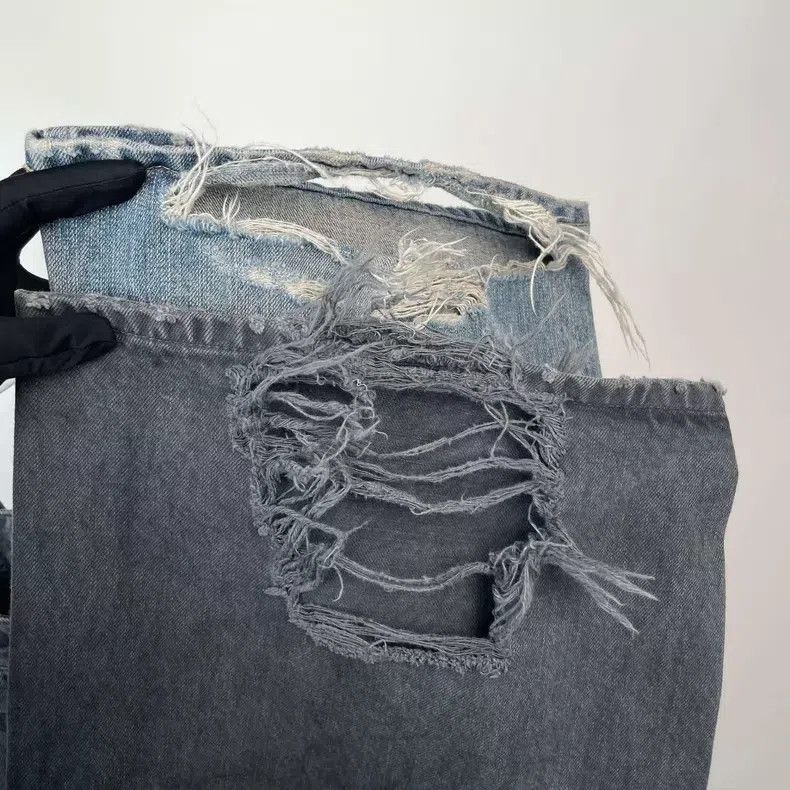 Balenciaga Balenciaga size M Asymmetrical Two-Tone Wide Leg Jeans Size US 27 - 3 Thumbnail