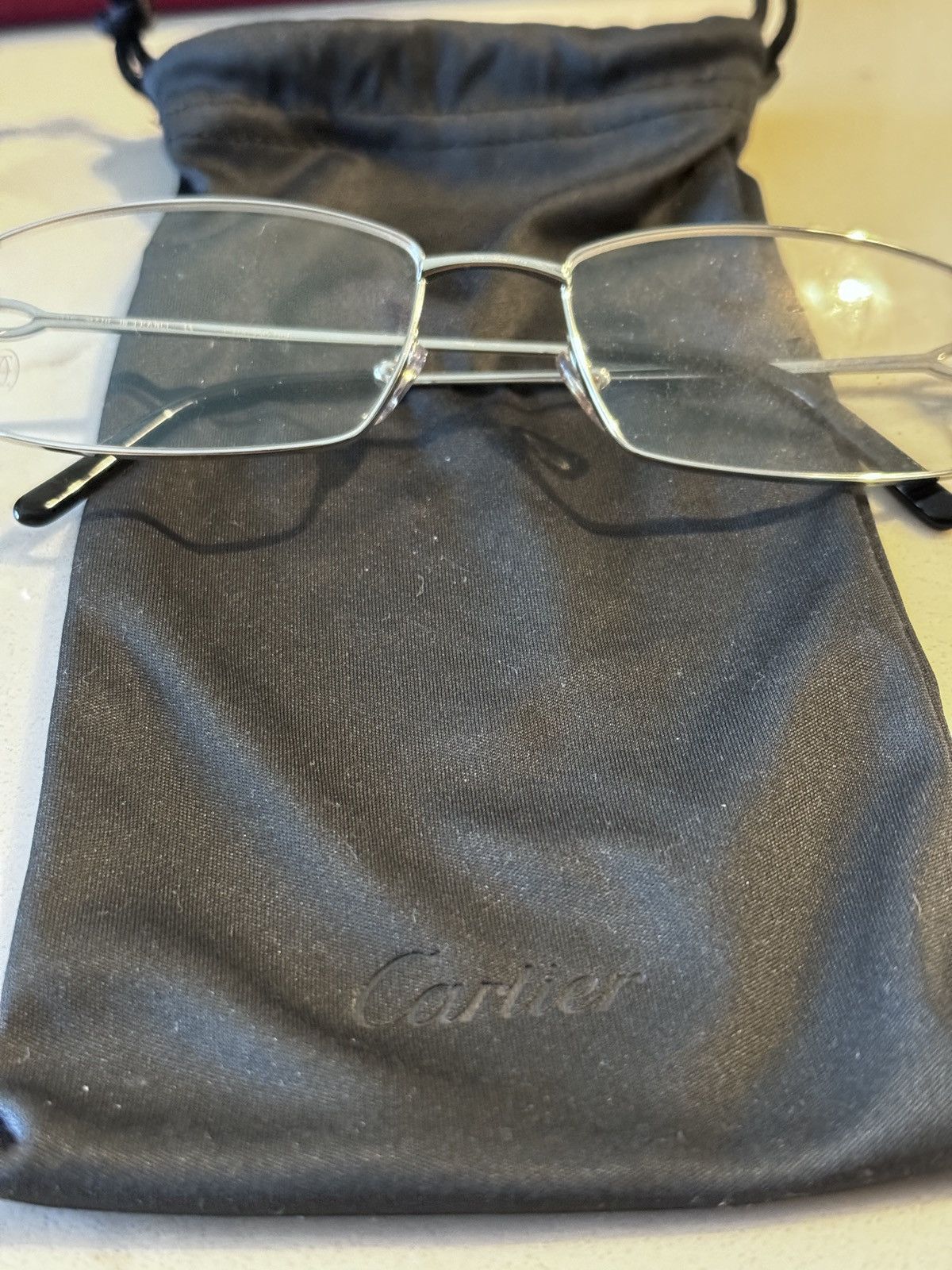 Cartier Unisex Cartier Rimless Glasses Silver Size ONE SIZE - 4 Thumbnail