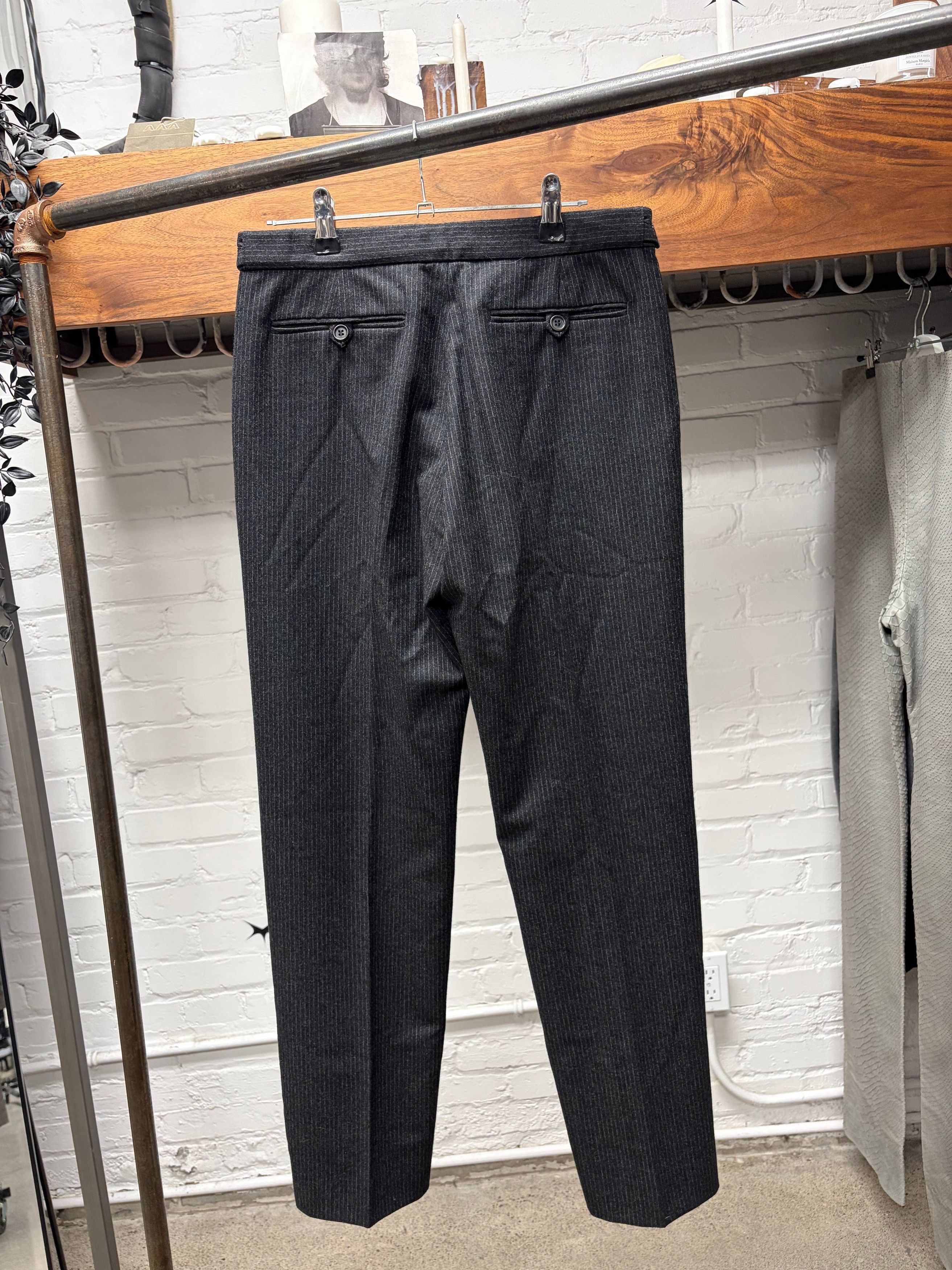Helmut Lang Vintage Helmut Lang Grey Wool Pinstripe Pleated Trousers Size US 30 / EU 46 - 4 Thumbnail