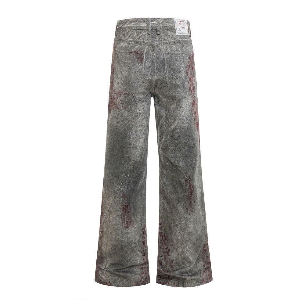 Vintage Men's vintage loose wide-leg distressed dirty bootcut jeans Size US 32 / EU 48 - 2 Thumbnail