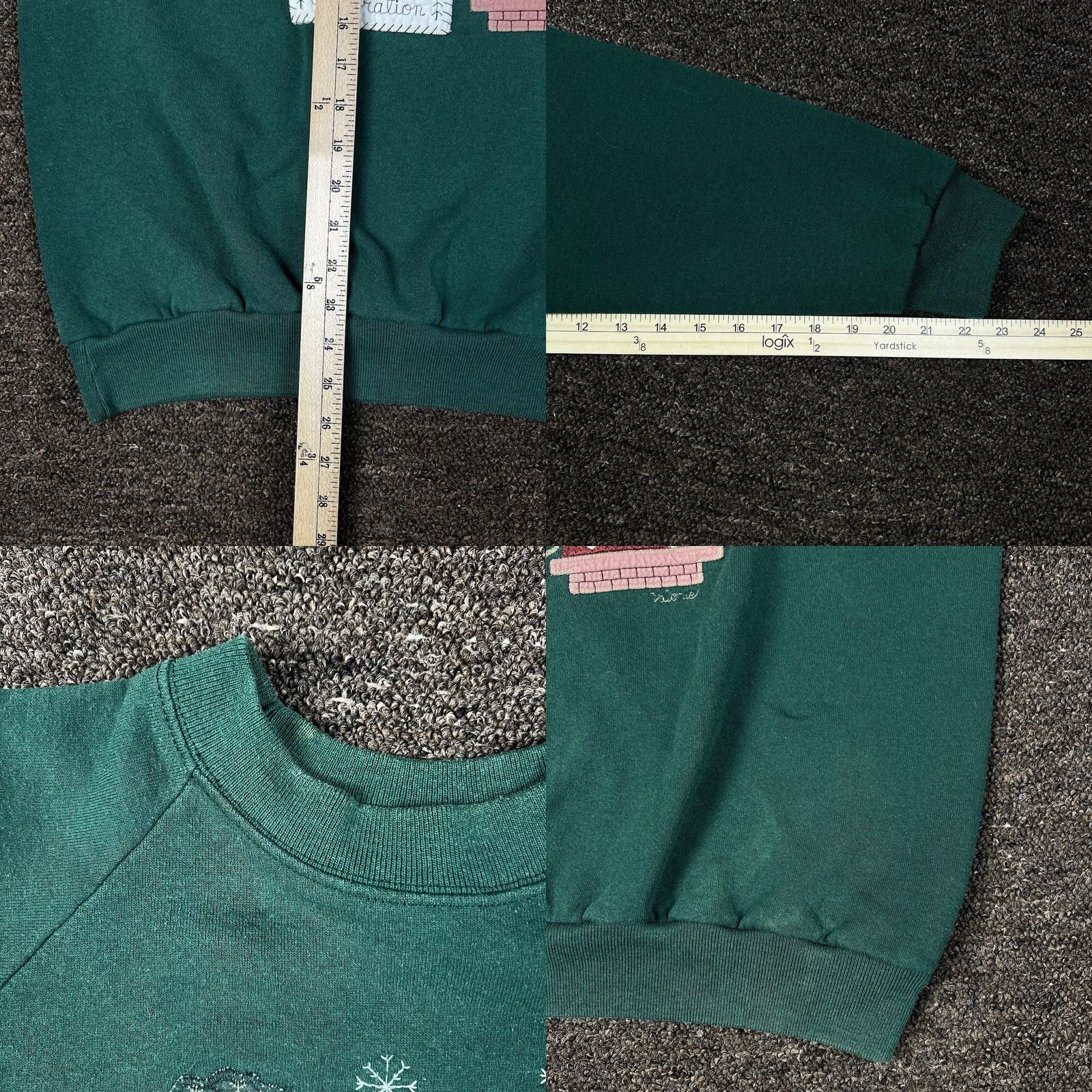 Vintage VINTAGE Santa Christmas Party Patched Crewneck Sweatshirt Large Made USA | Folk Art Applique Sweatshirt Unisex Adults Crew Neck 90s Vintage Green Size US L / EU 52-54 / 3 - 8 Thumbnail