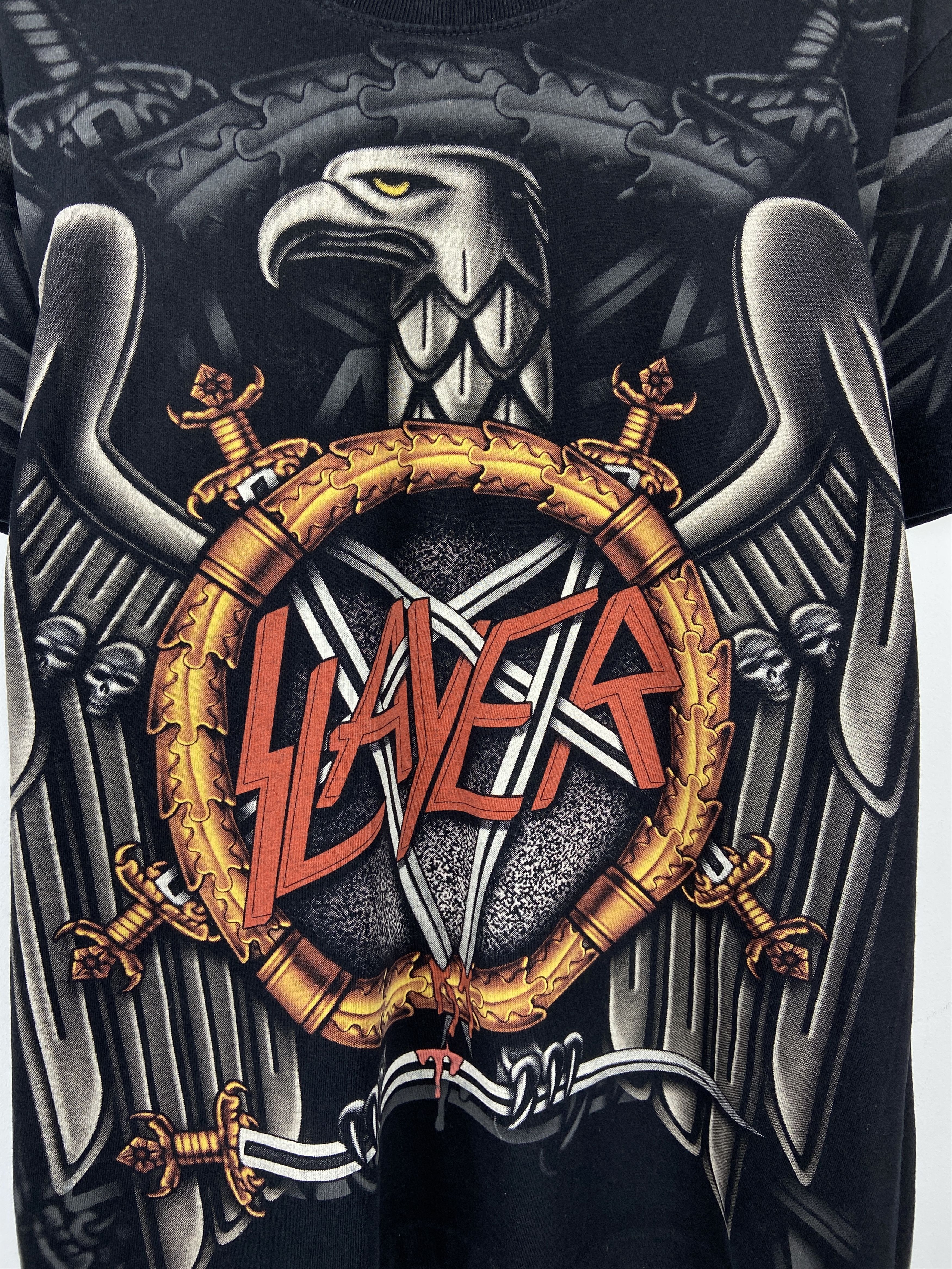 Band Tees 90s Vintage Slayer All Over Print Single Stitch T Shirt Tee Size US S / EU 44-46 / 1 - 4 Thumbnail