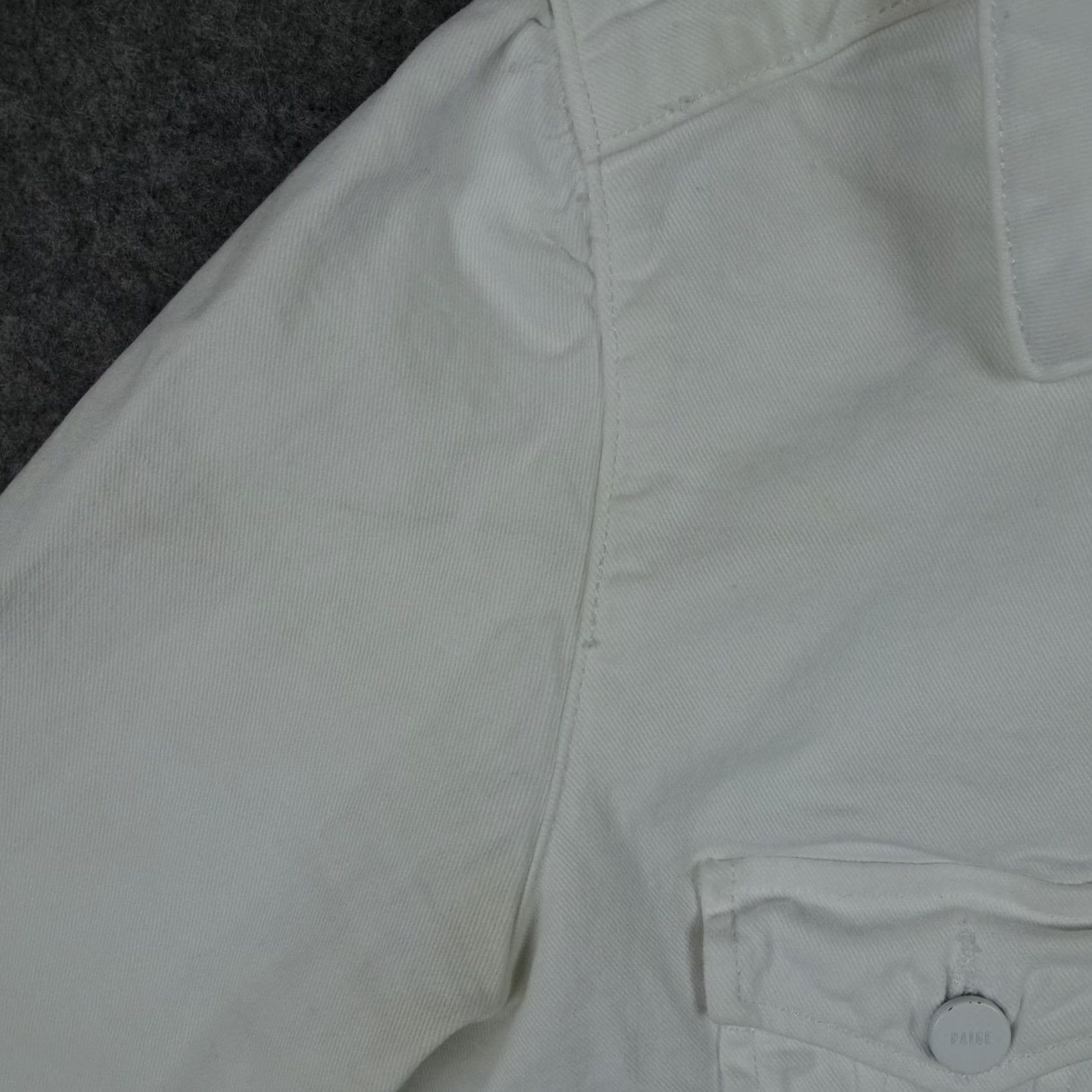 Paige Paige Jacket Womens Medium White Pacey Cropped Denim Button Front Short Trucker Size 32" / US 10 / IT 46 - 4 Thumbnail
