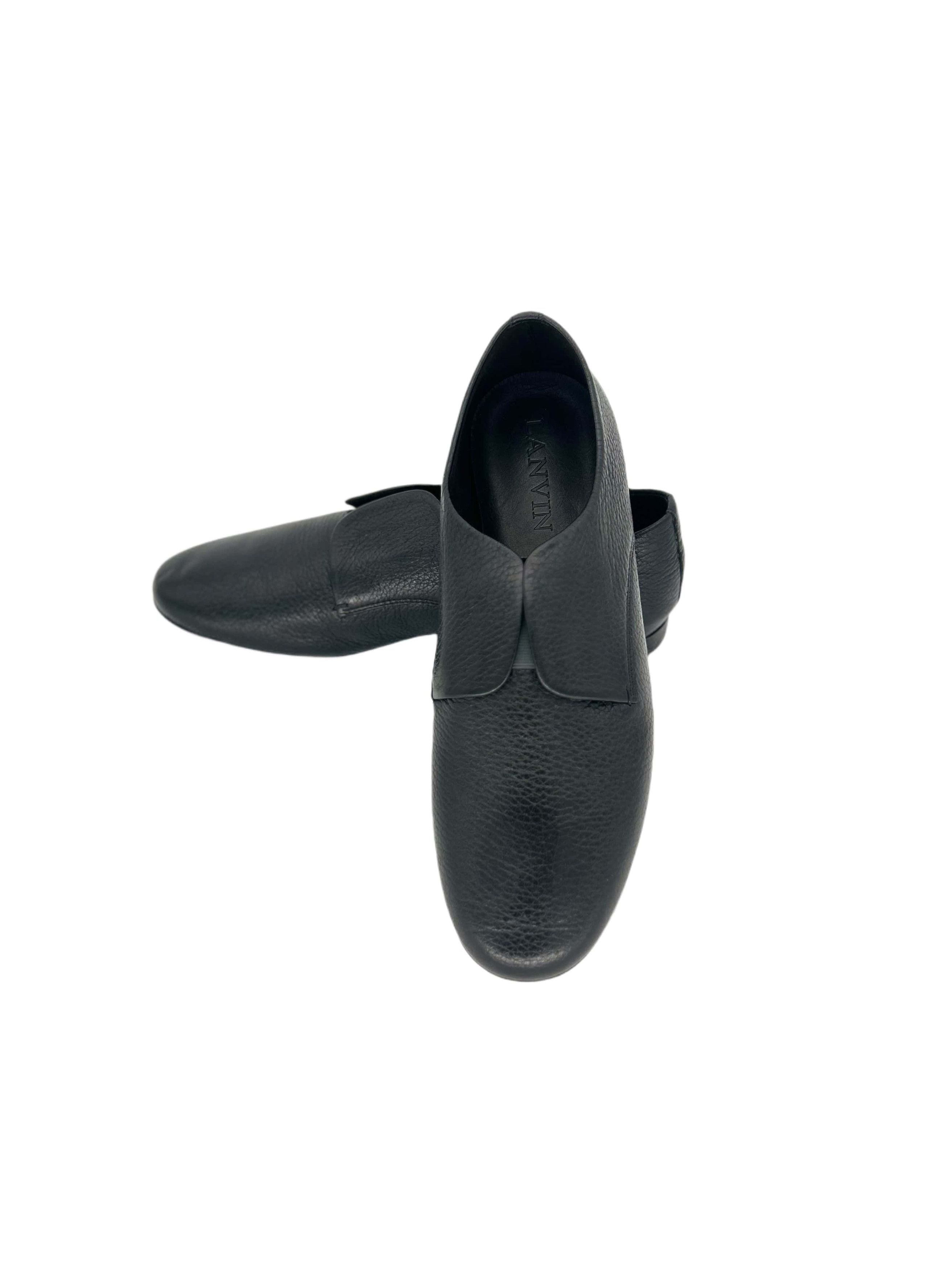 Lanvin Lanvin Black Grain Leather Slip On Derby Style Shoe Size US 6 / EU 39 - 5 Thumbnail