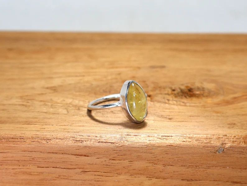 Handmade Handmade Marquise Lemon Quartz Ring: 925 Silver Ring Size ONE SIZE - 3 Thumbnail
