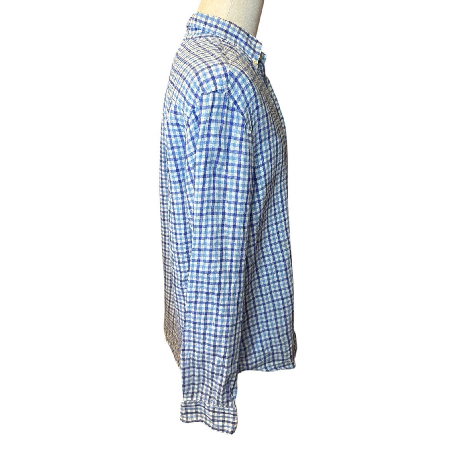 Vineyard Vines Vineyard Vines Blue Check 100% Linen Shirt TINY FLAW Size US L / EU 52-54 / 3 - 6 Thumbnail
