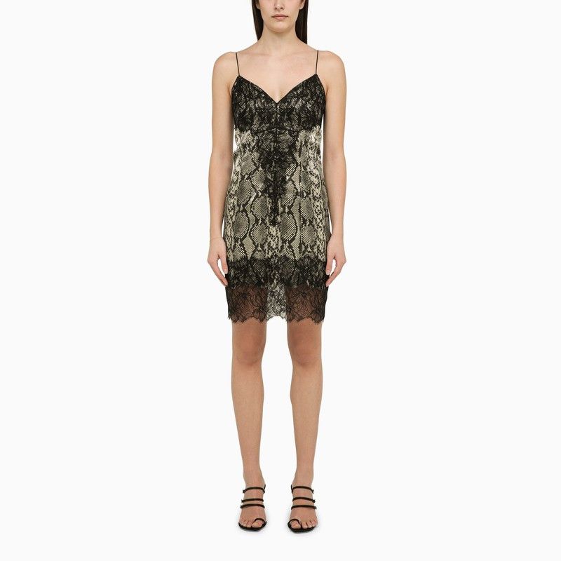 image of Balmain Python Motif Dress With Silk Lace, Women's (Size Small)