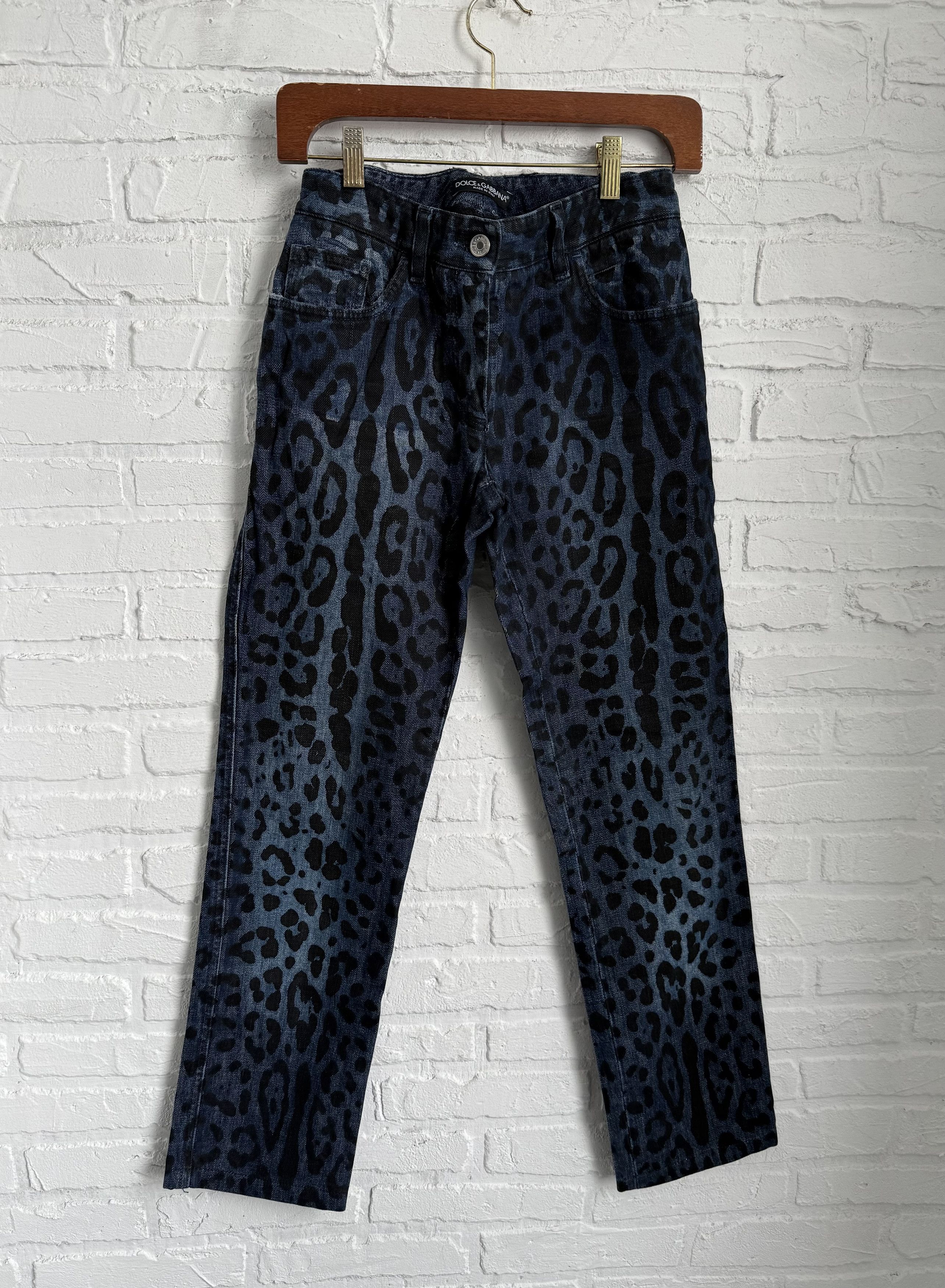 Dolce & Gabbana Dolce & Gabbana Leopard Print Slim blue Jeans Size 24" / US 00 / IT 34 - 2 Thumbnail